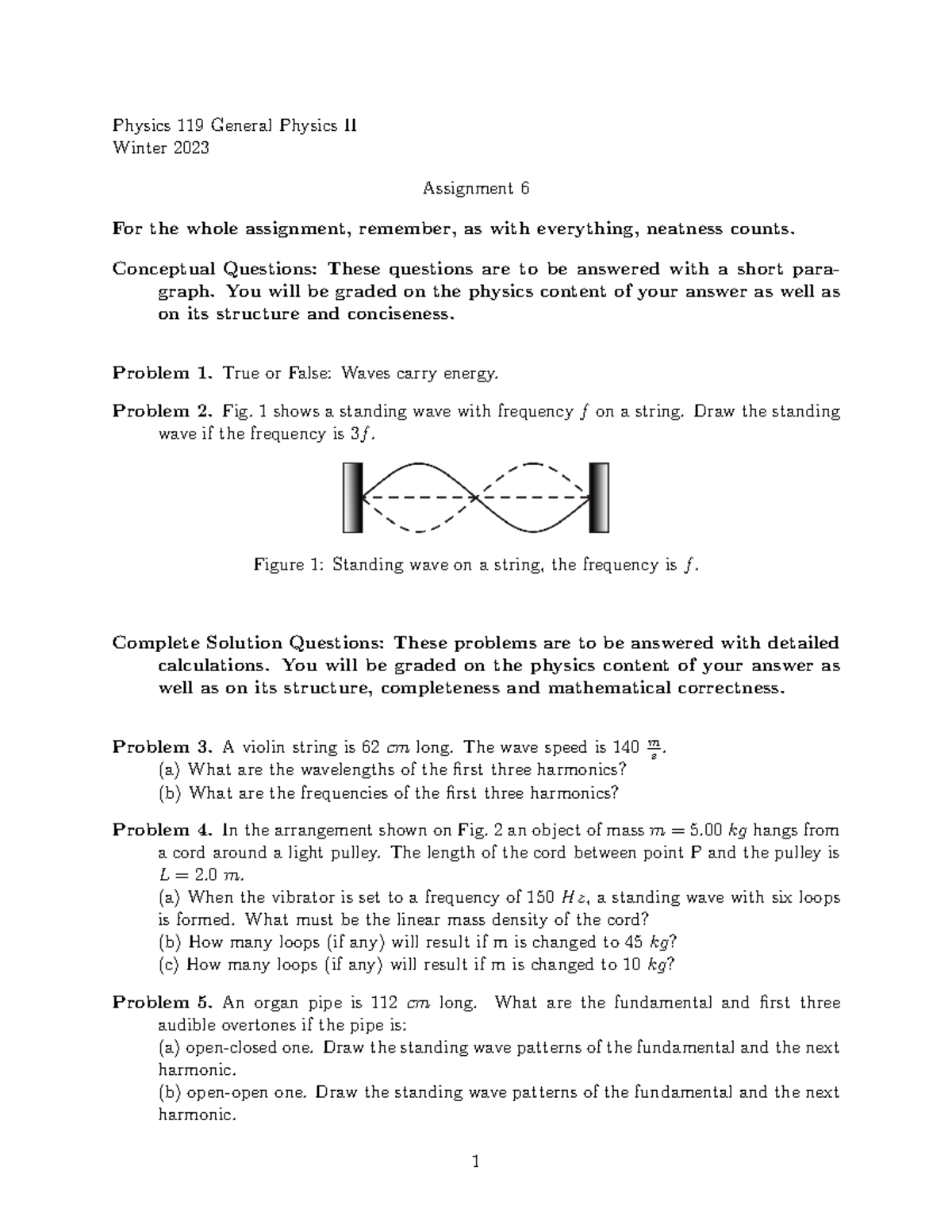 Assignment 6 W23 - Physics 119 General Physics II Winter 2023 ...