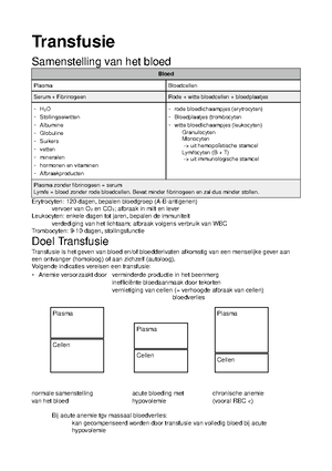 Samenvatting Transfusie Studocu