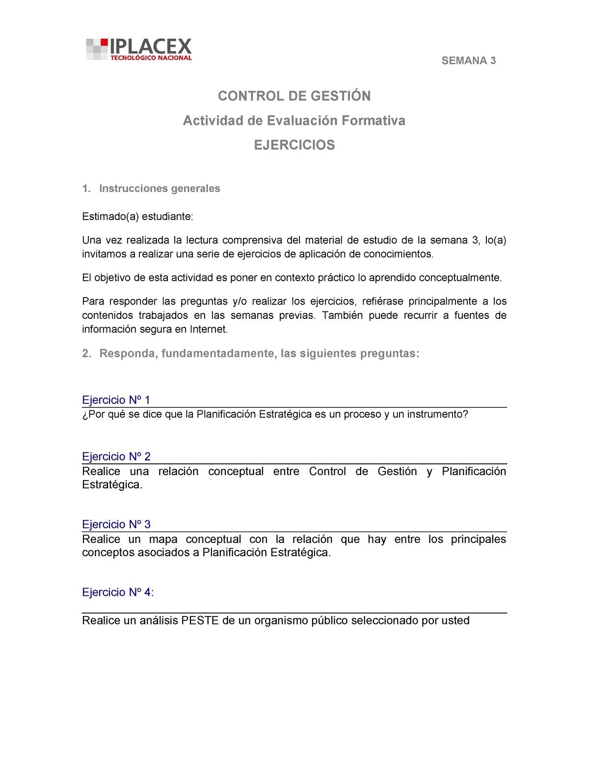 EJ 3 - SEMANA 3 CONTROL DE GESTIÓN Actividad De Evaluación Formativa ...