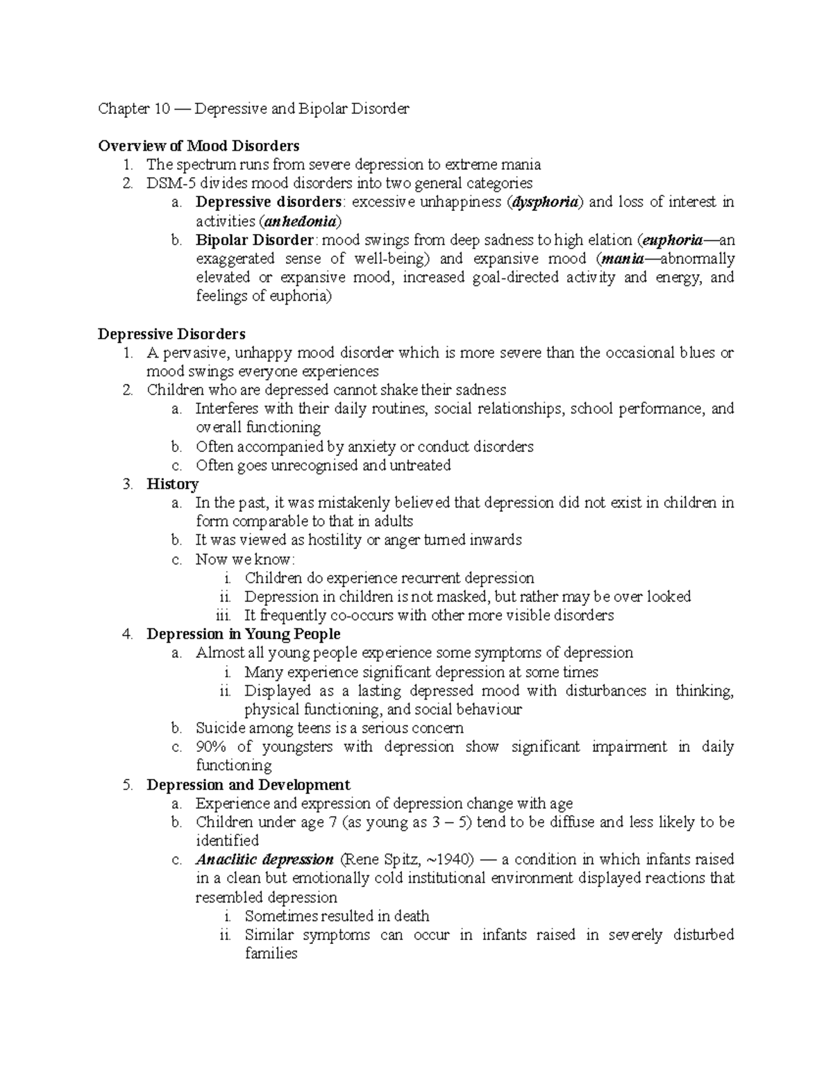 Chapter 10 — Depressive And Bipolar Disorders - Chapter 10 — Depressive ...