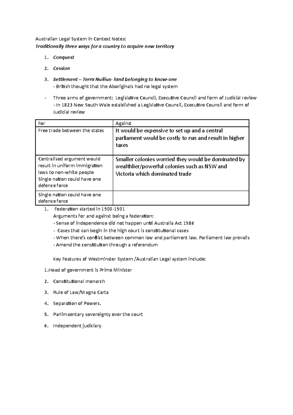 Australian Legal System in Context Notes - Australian Legal System in ...