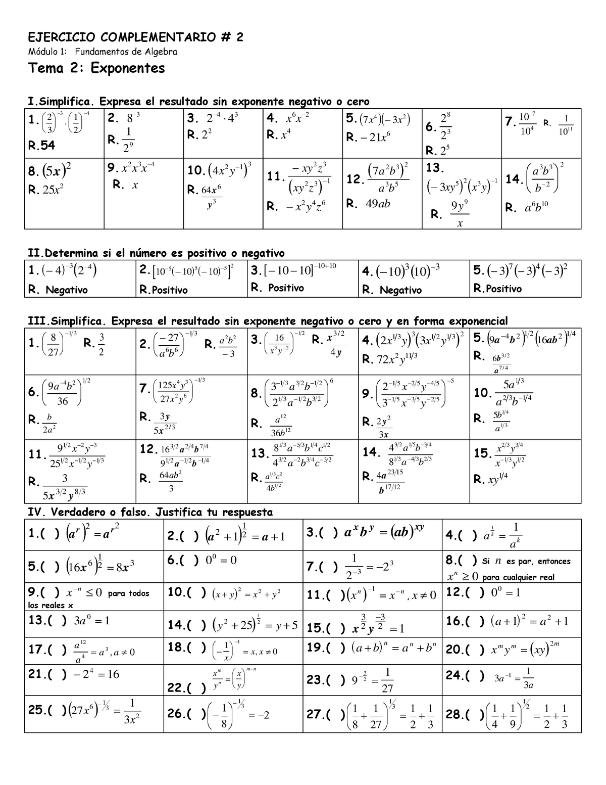Práctica Ejercicios Completos Fundamentos Del Algebra