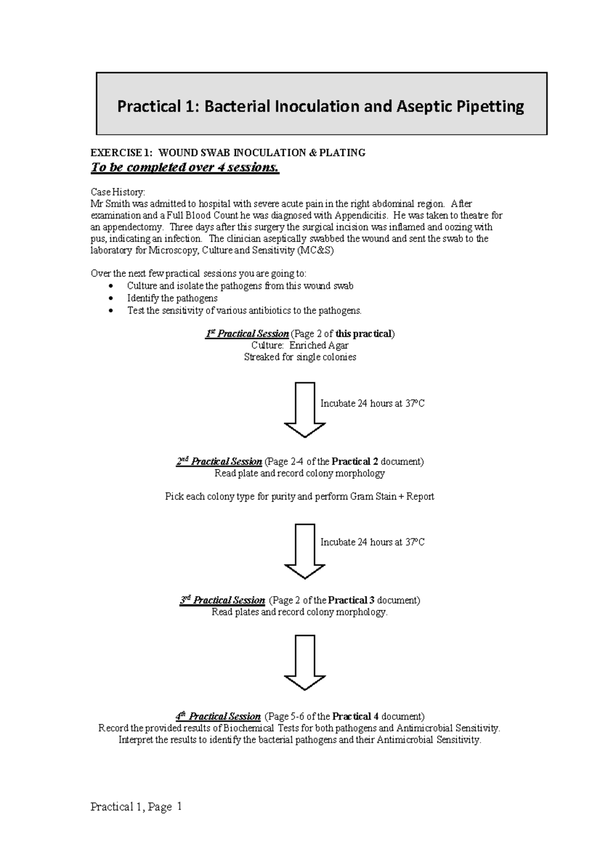 Wk 01 Practical 1 - week 1 - Practical 1: Bacterial Inoculation and ...