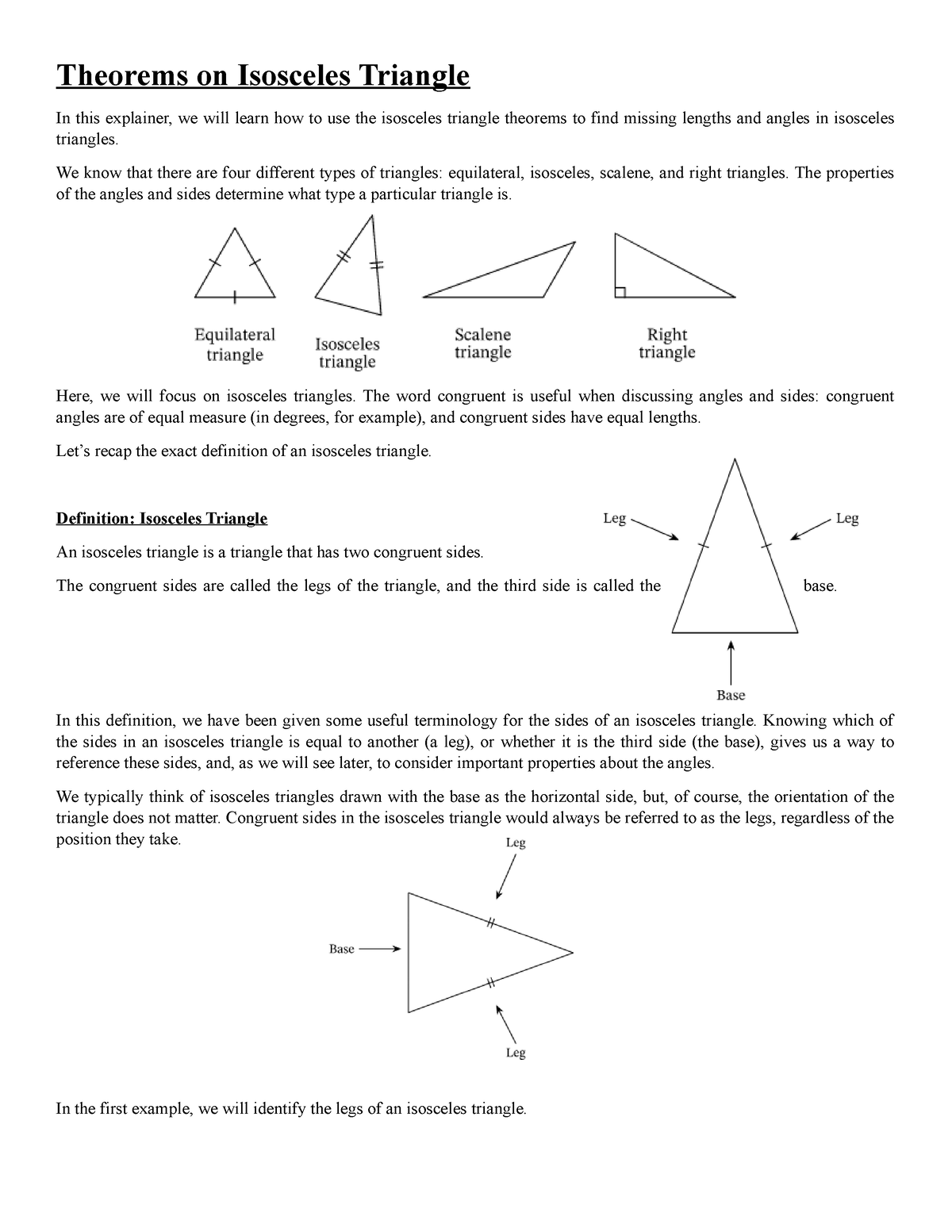 isosceles triangle theorem worksheet