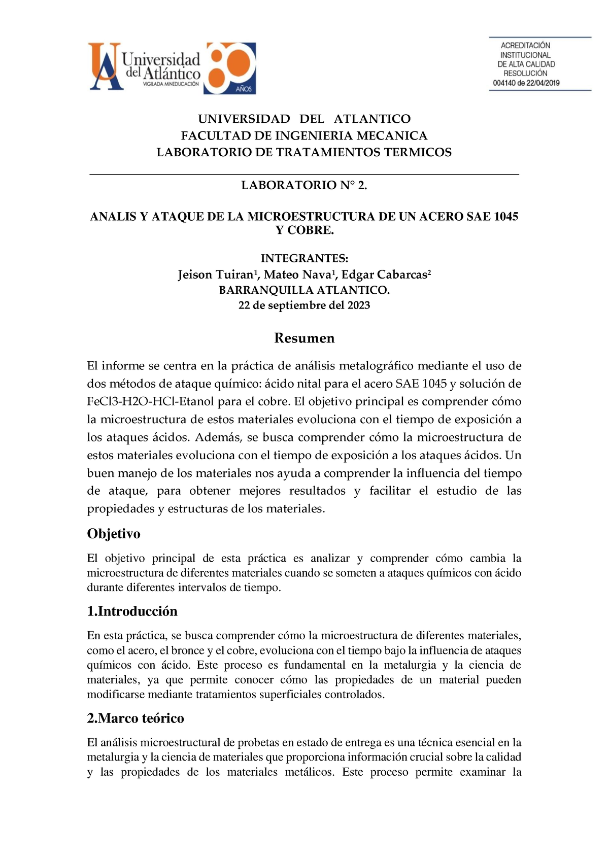 Analis Y Ataque De La Microestructura De Un Acero SAE 1045 Y Cobre ...