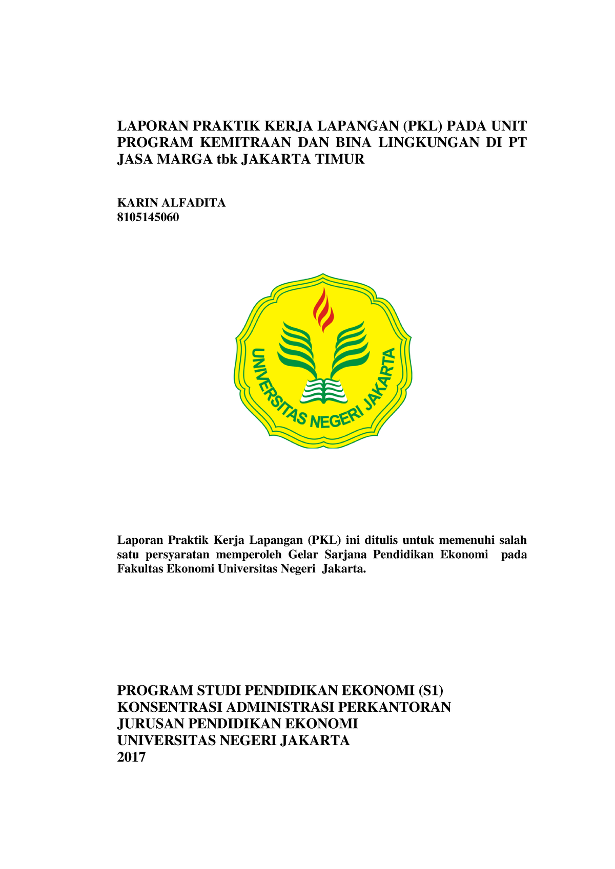 Laporan PKL Karin Alfadita (8105145060) AP-B'14 - LAPORAN PRAKTIK KERJA ...