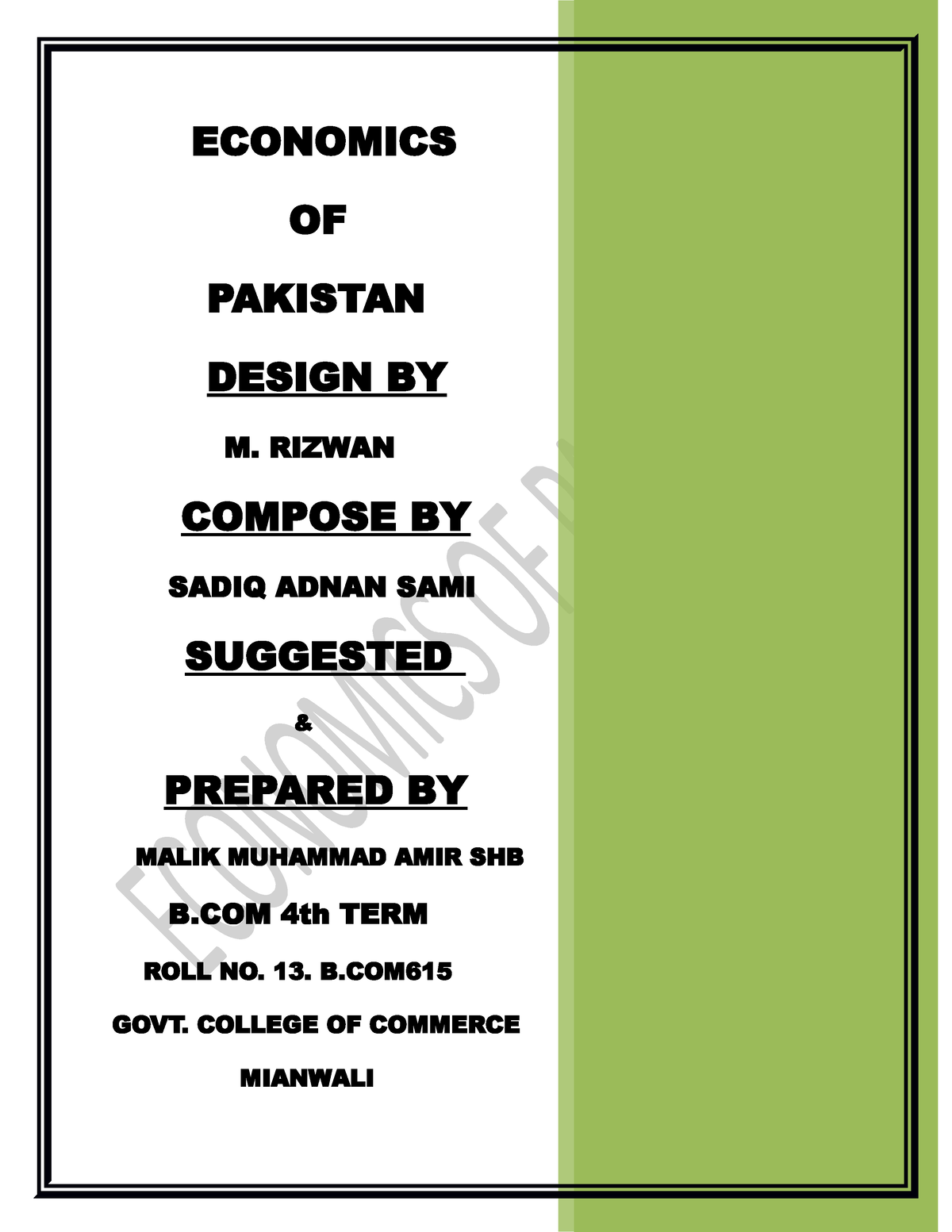 research papers of economics in pakistan