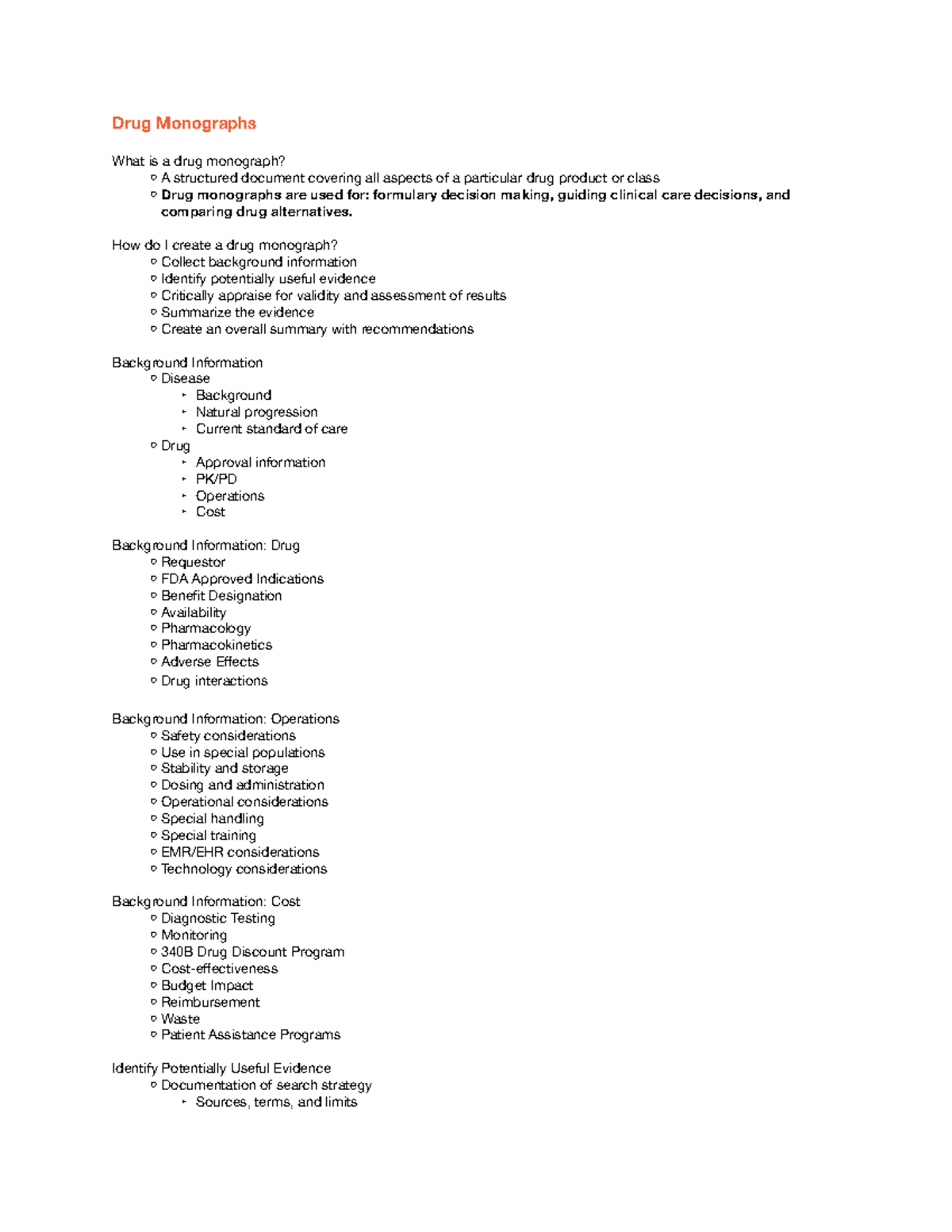 Drug Monograph Notes Drug Monographs What is a drug monograph? A