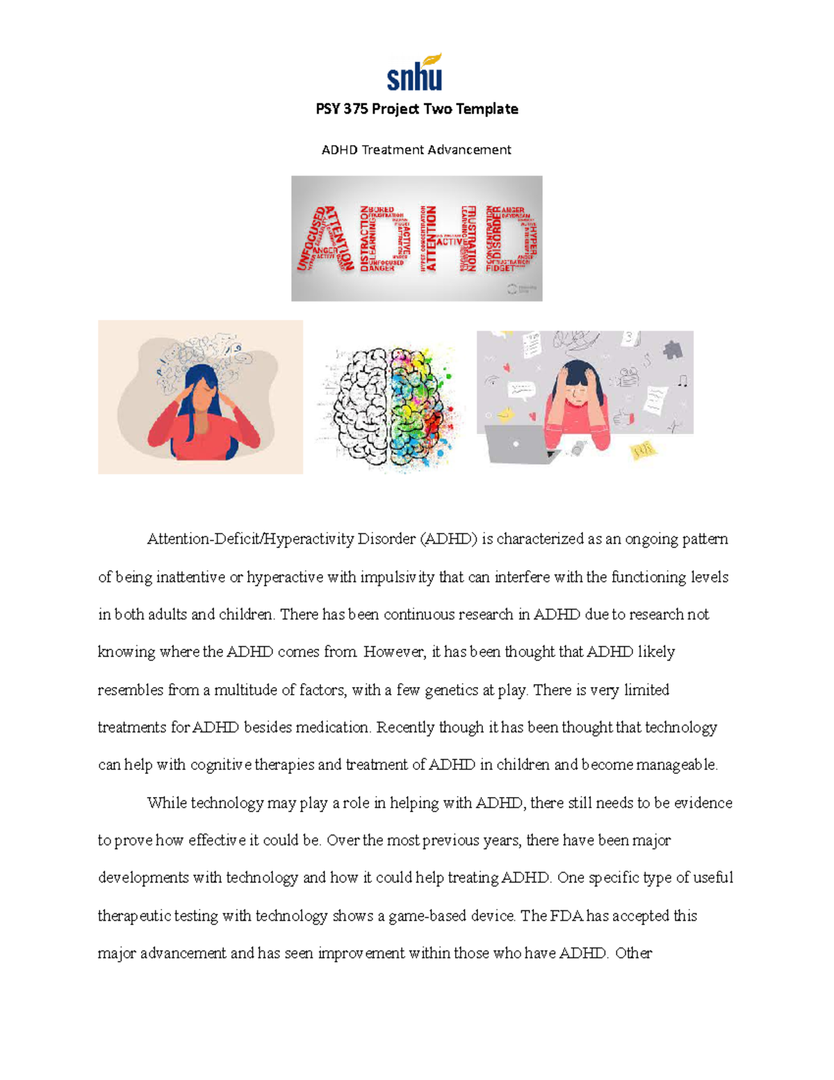 PSY 375 Project Two - PSY 375 Project Two Template ADHD Treatment ...