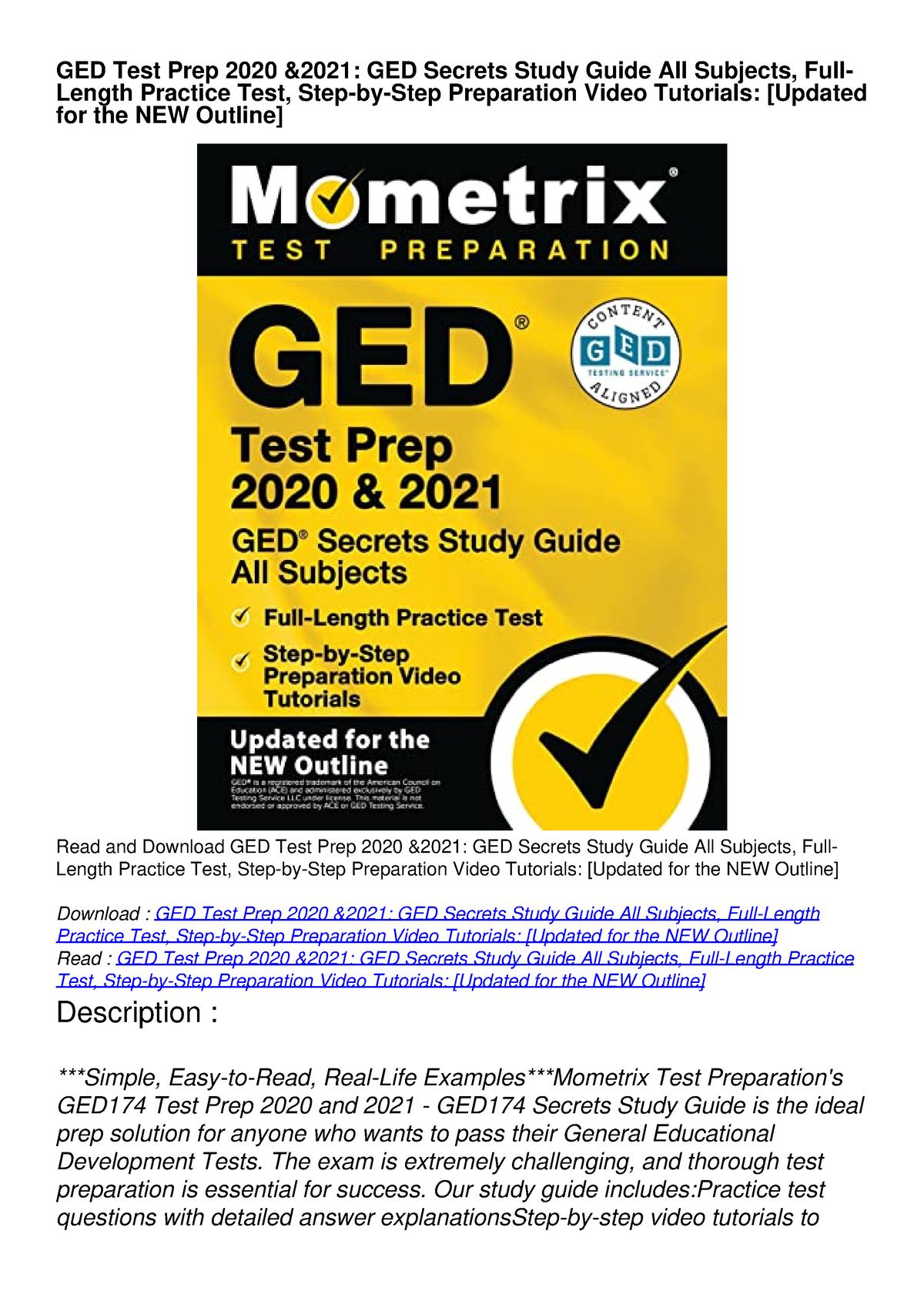 READ [PDF] GED Test Prep 2020 2021: GED Secrets Study Guide All ...