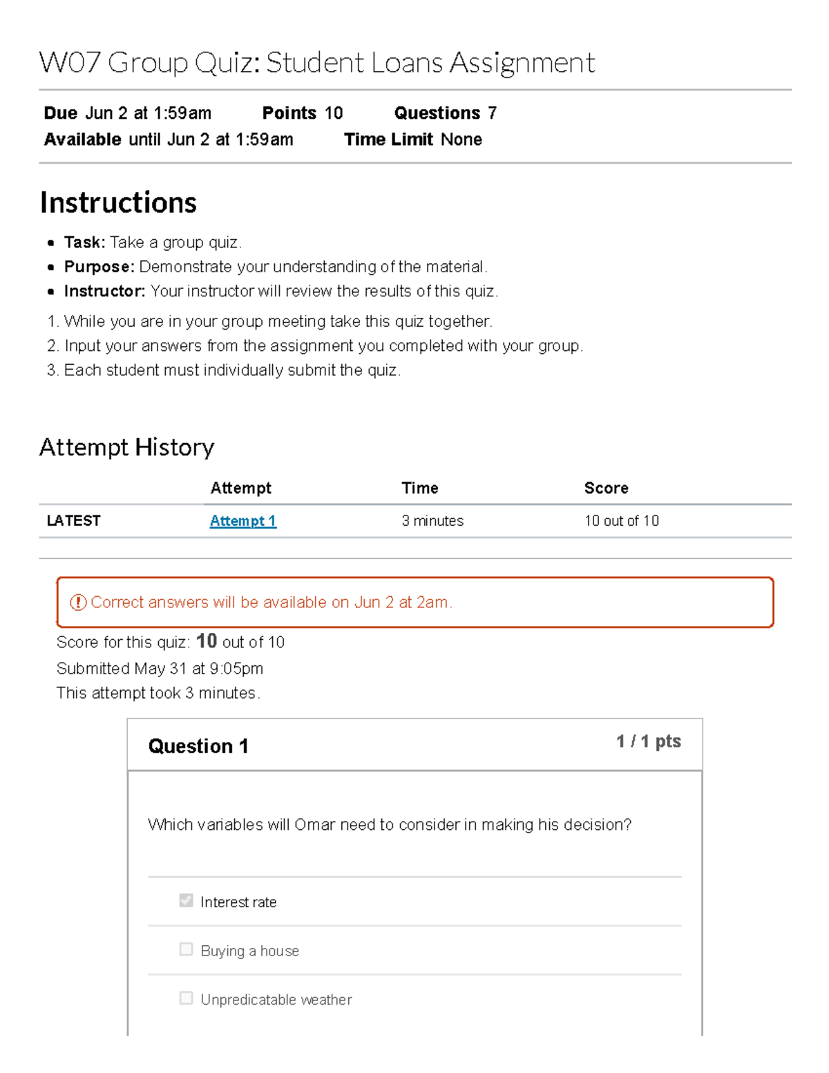 w07 group problem solving student loans assignment