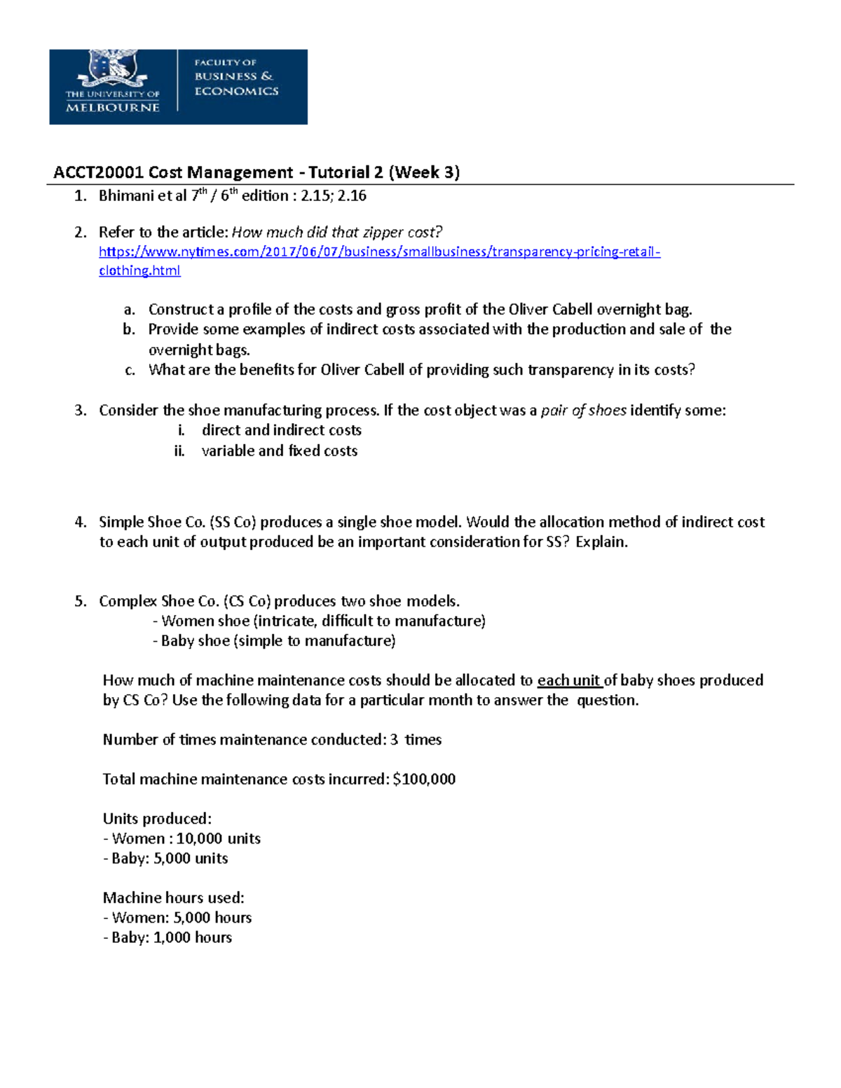 Tutorial+2+Requirements+S1%2C+2021 - ACCT20001 Cost Management ...