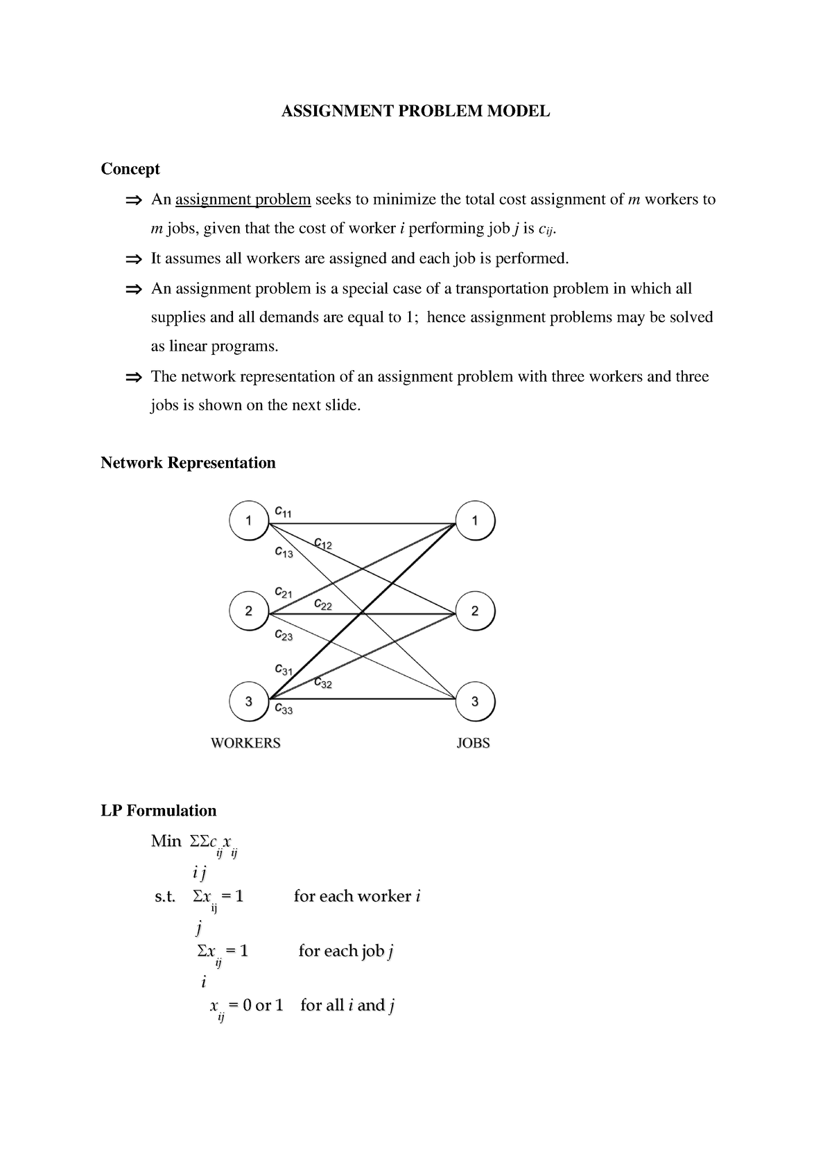 in an assignment problem having n facilities