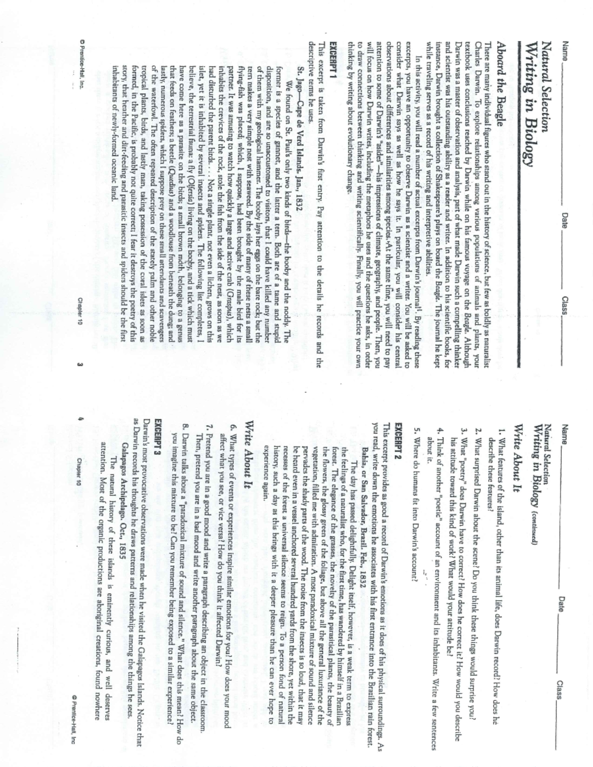 Darwin page 1 (1) - Name Date Class Name Date Class Natural Selection ...