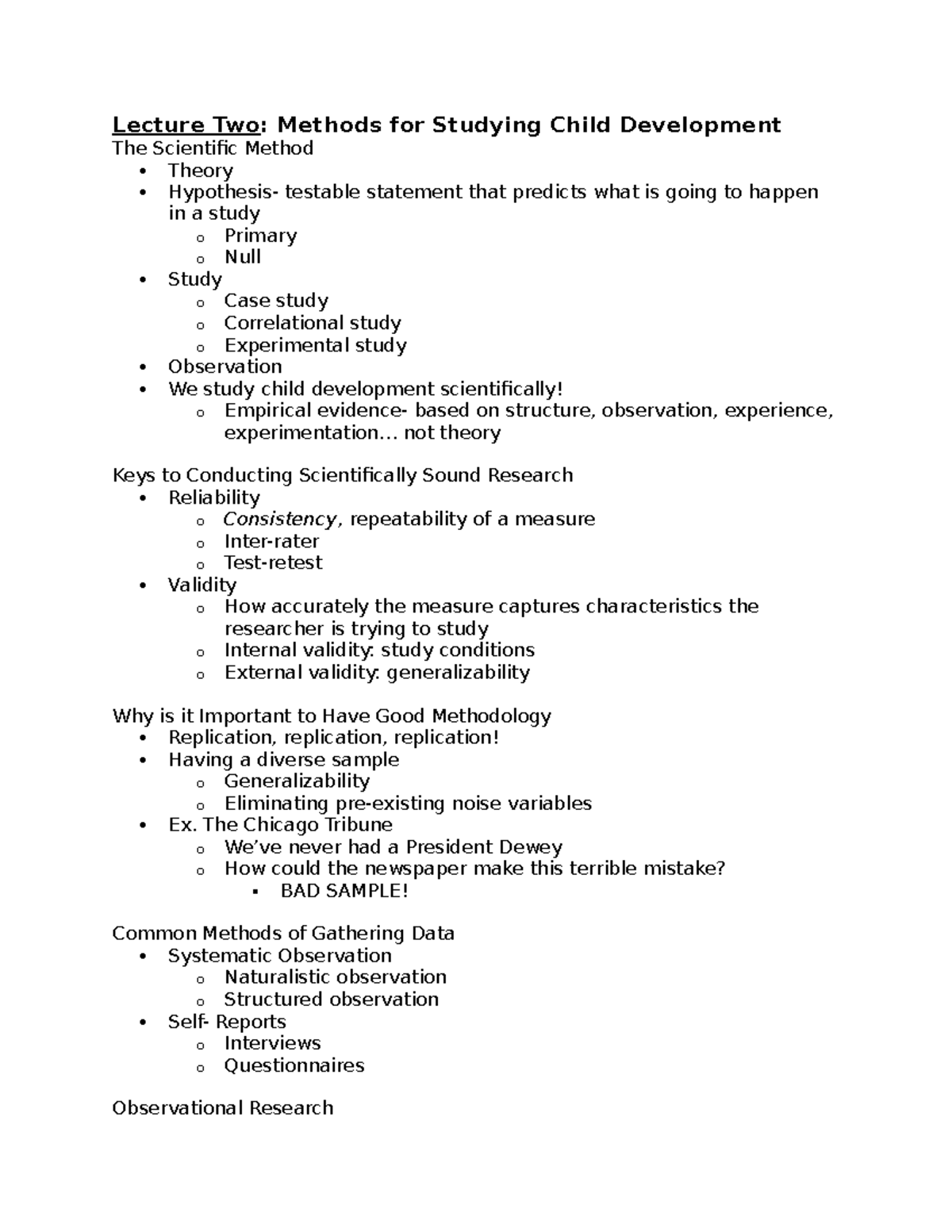 Child Psychology Chapter 2 - Methods for Studying Child Development ...