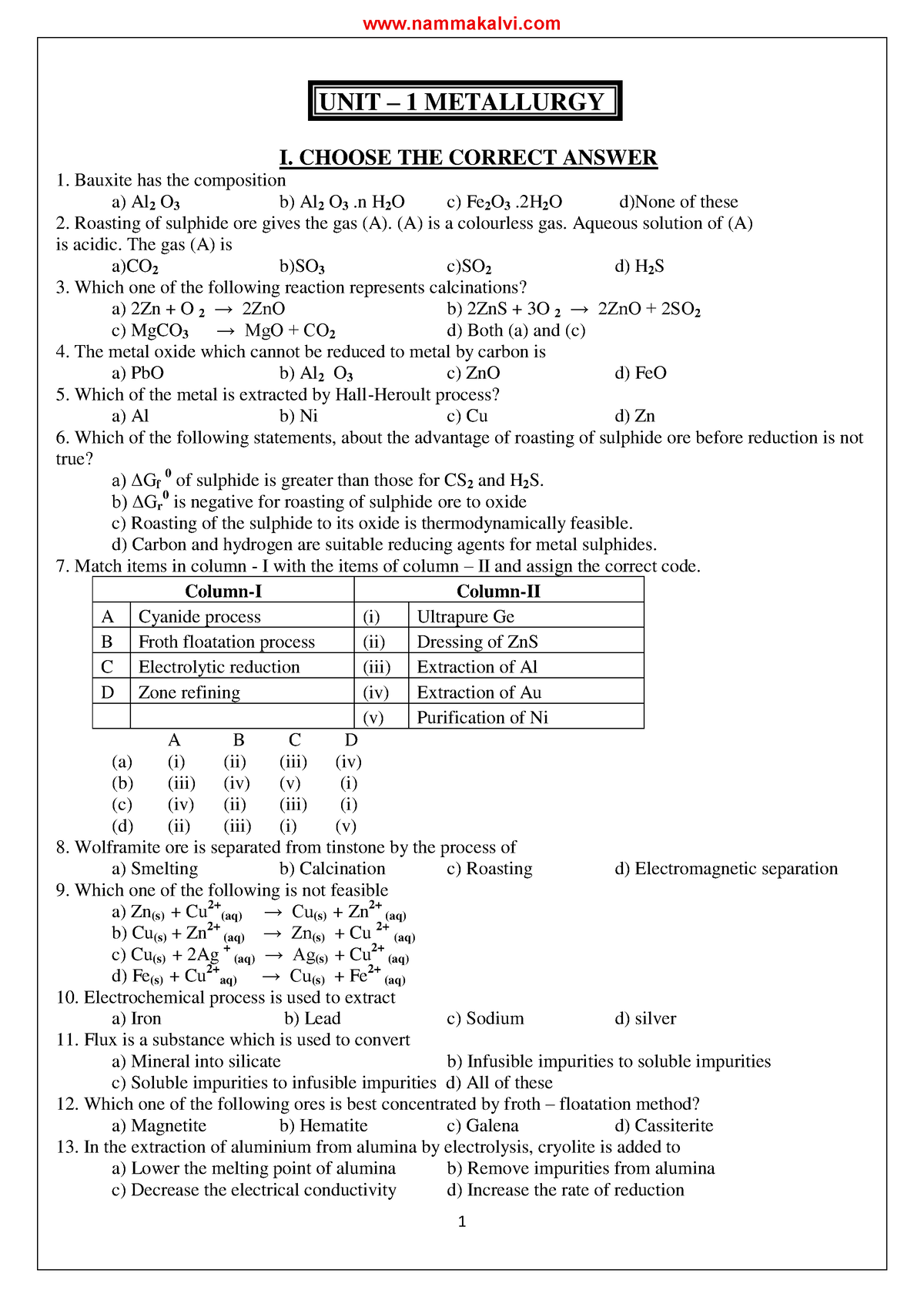 Namma Kalvi 12th Chemistry Book Back and Additional Questions with ...