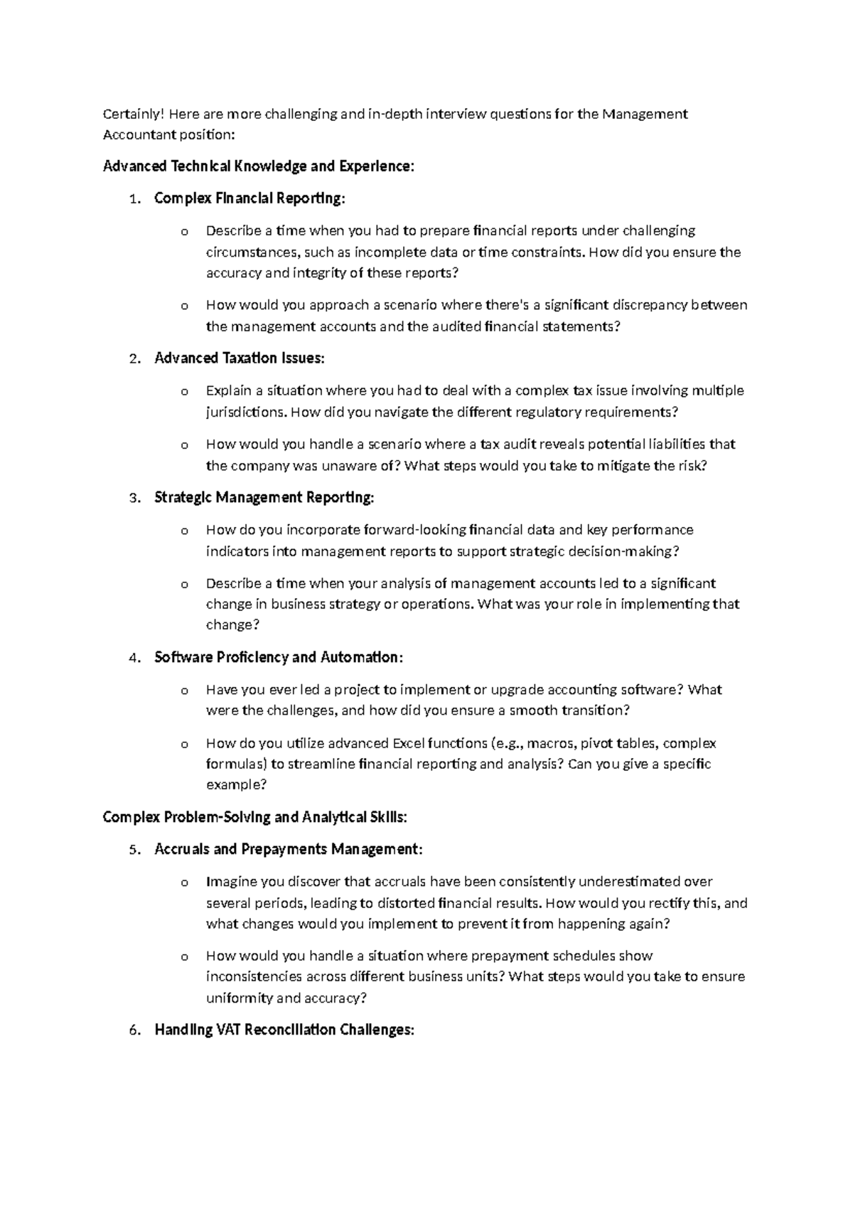 Notes on interviews and accounting - Certainly! Here are more ...