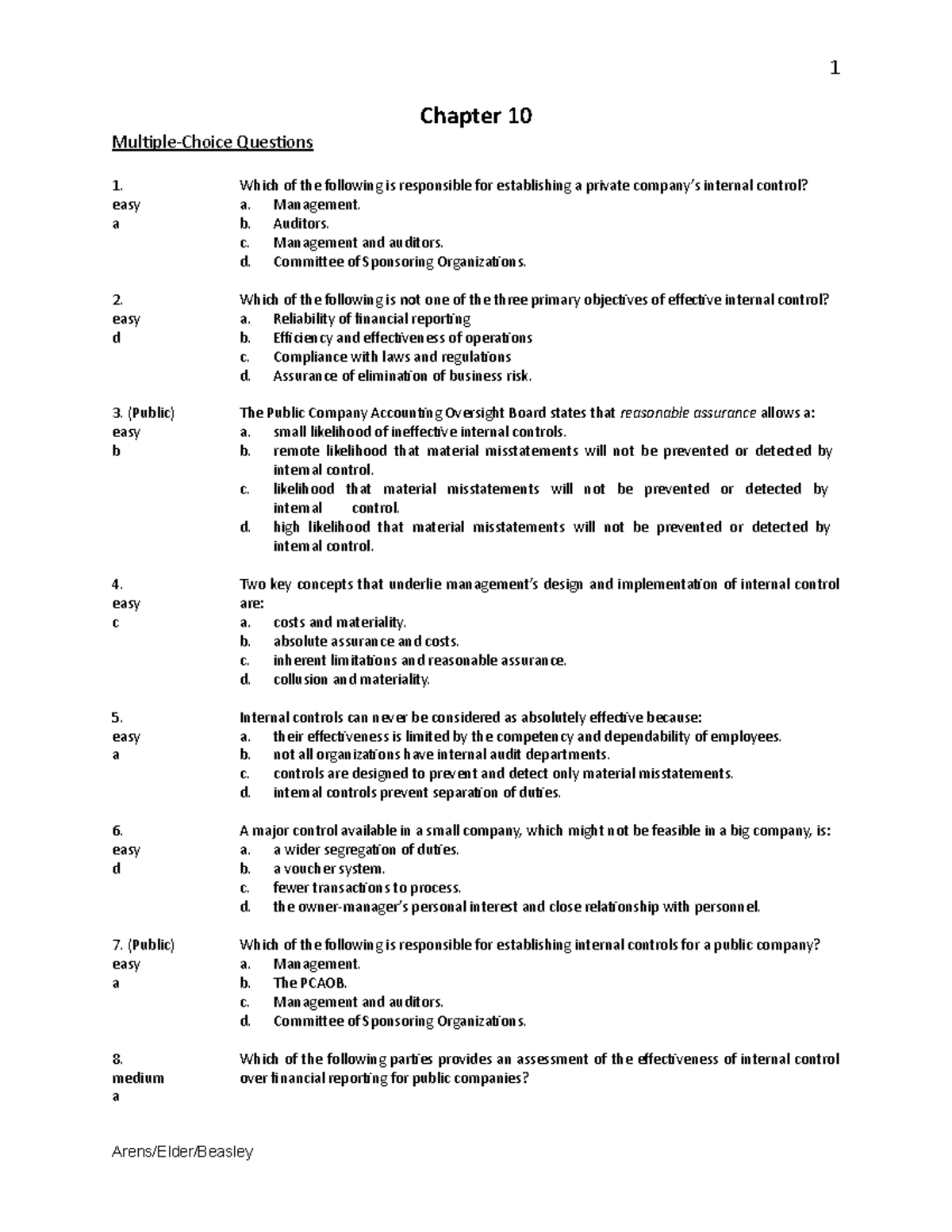 Auditing Theory Audits Of Internal Control And Control Risk - Chapter ...