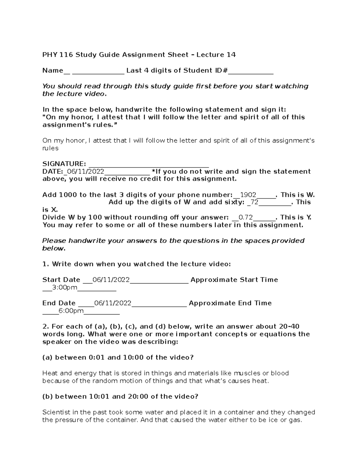 PHY 116 Study Guide 14 - weekly assignments - PHY 116 Study Guide ...