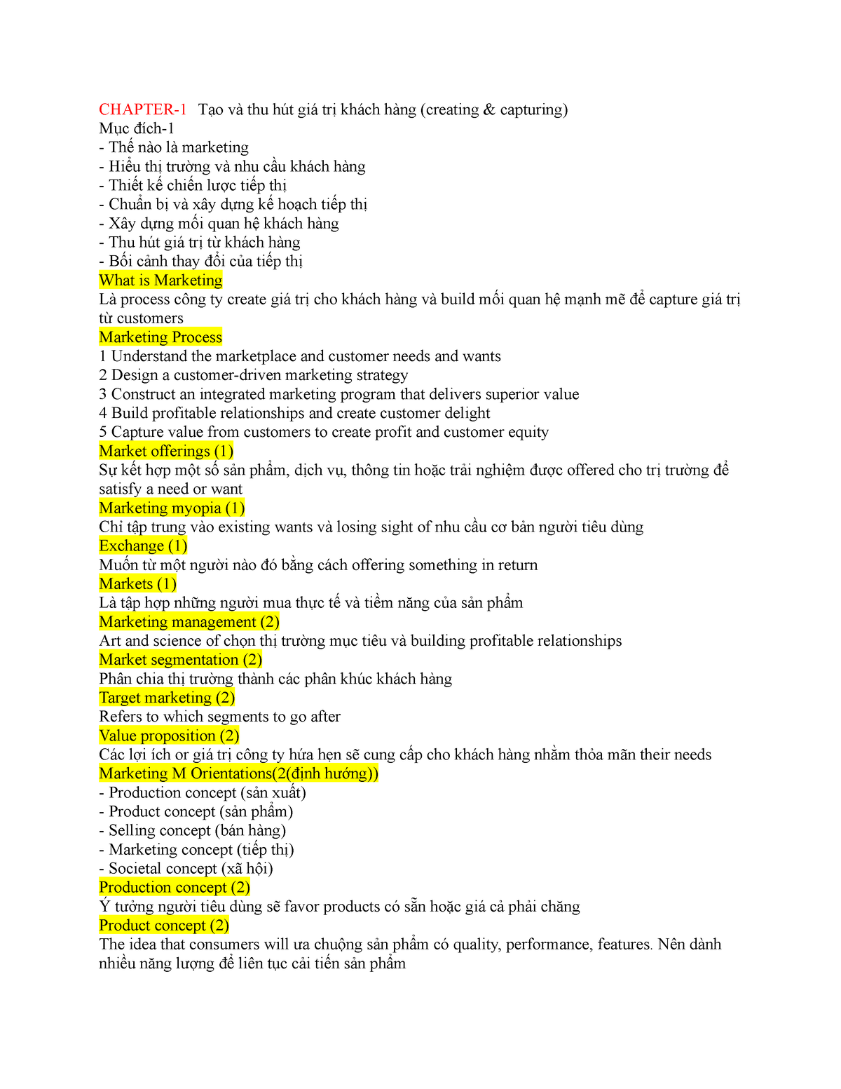 MKT101 For Test - Fsầnlfnlàlkànlânfnlkfna - CHAPTER-1 Tạo Và Thu Hút ...