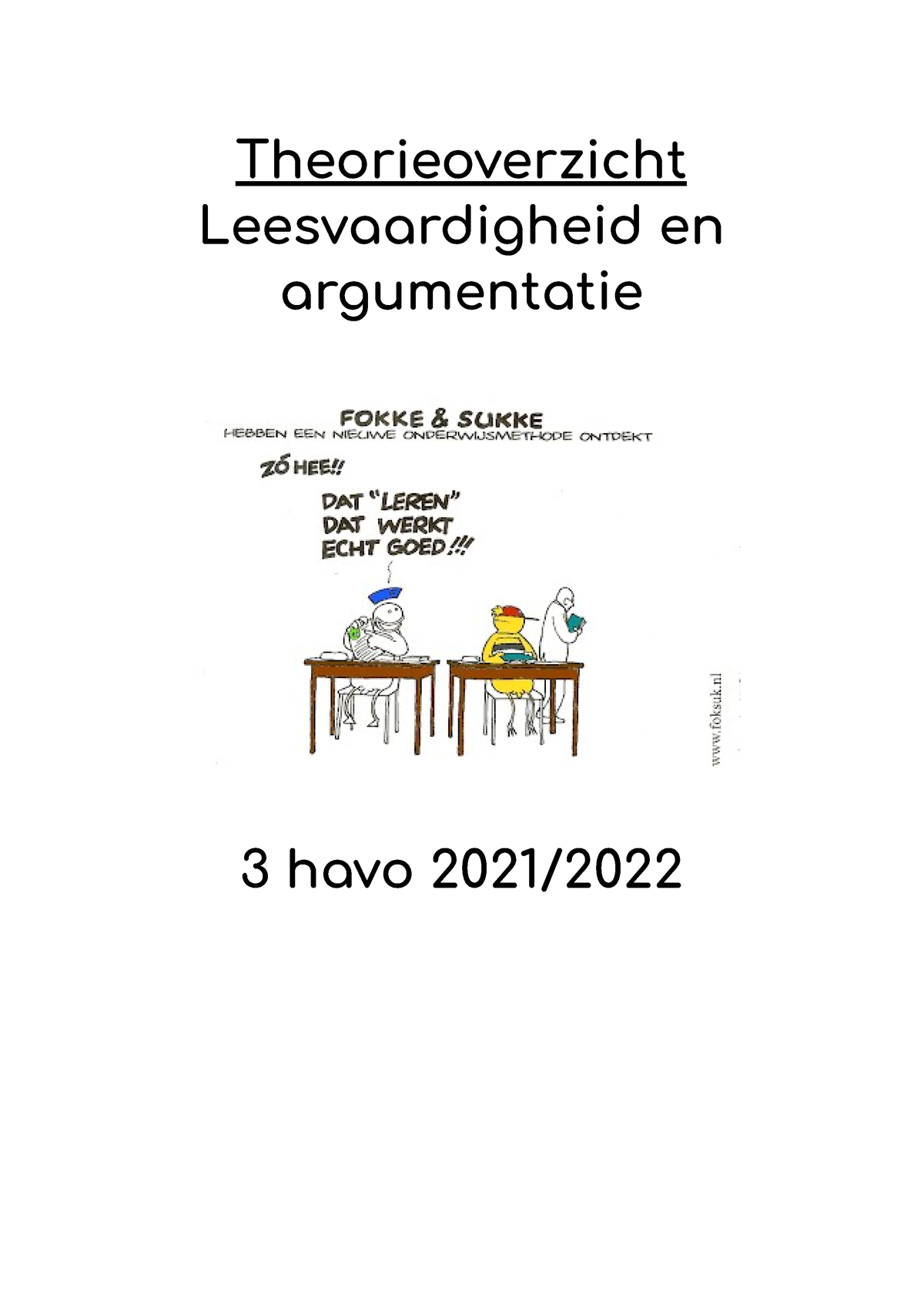 Theorieoverzicht Leesvaardigheid Klas 3 - Theorieoverzicht ...