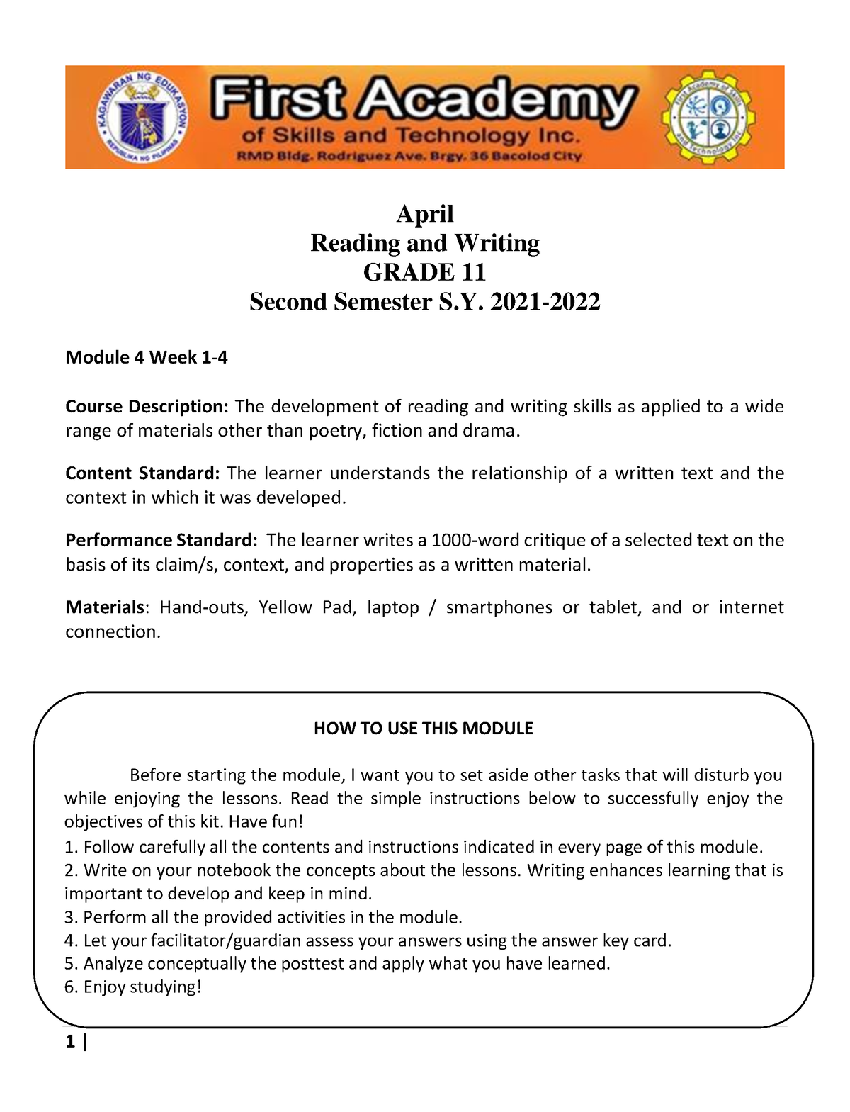 Reading and Writing April converted 1 April Reading and Writing