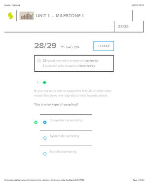 Sophia - Intro Statistics Milestone 1 Quiz - 1 CONCEPT → Randomized ...