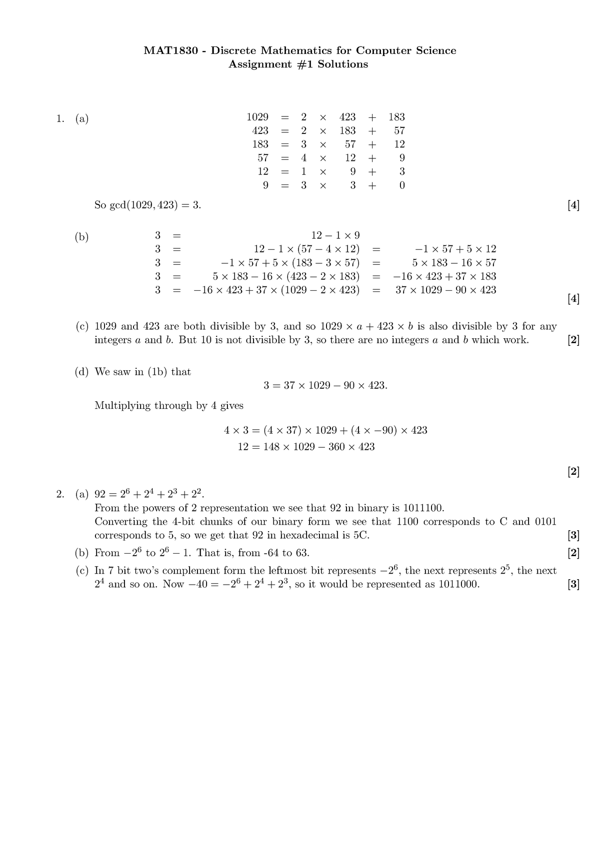 Seminar assignments - questions and answers - Assignment #1 Solutions ...