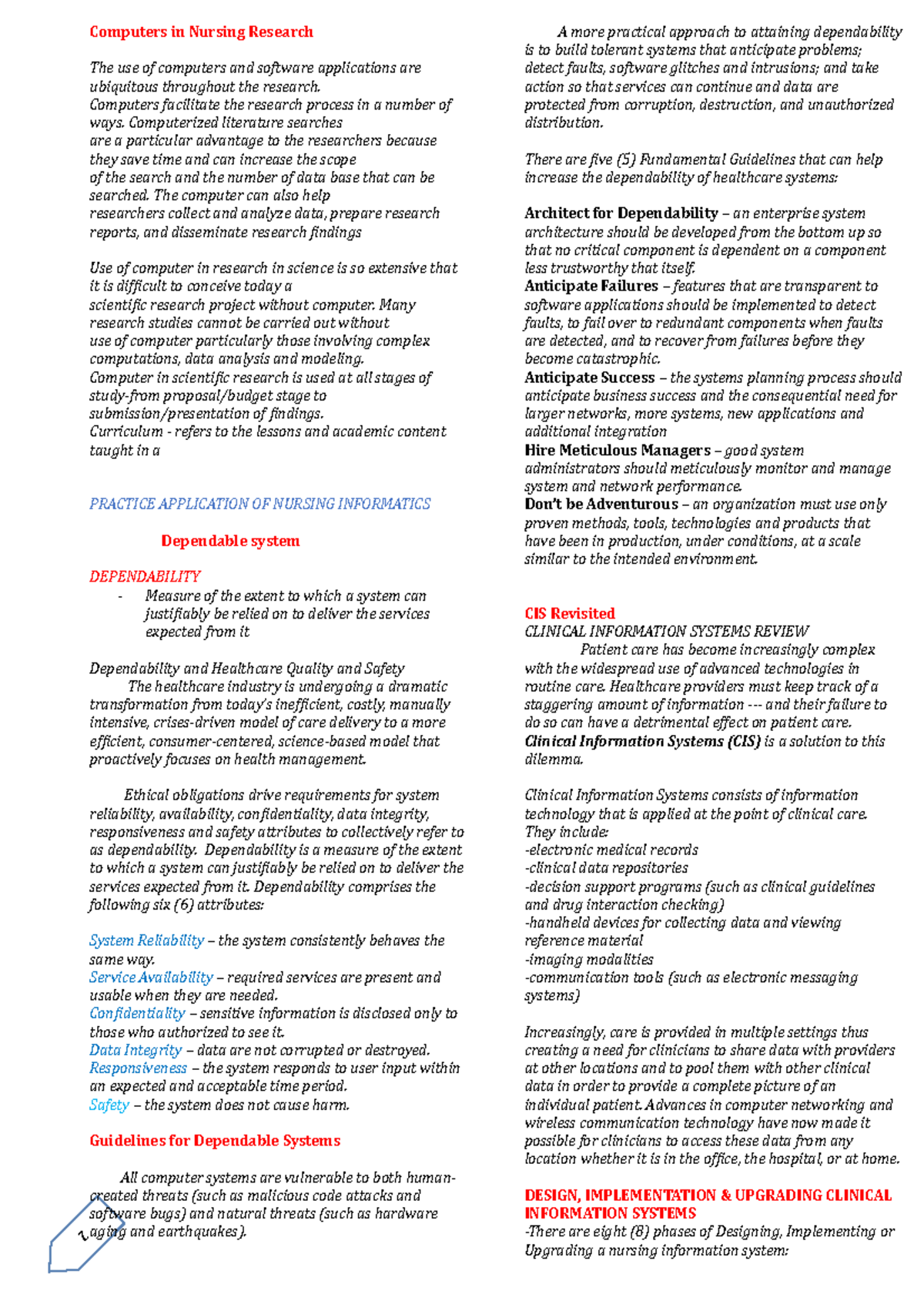 Nursing informatics Finals- Notes to review - 2 Computers in Nursing ...