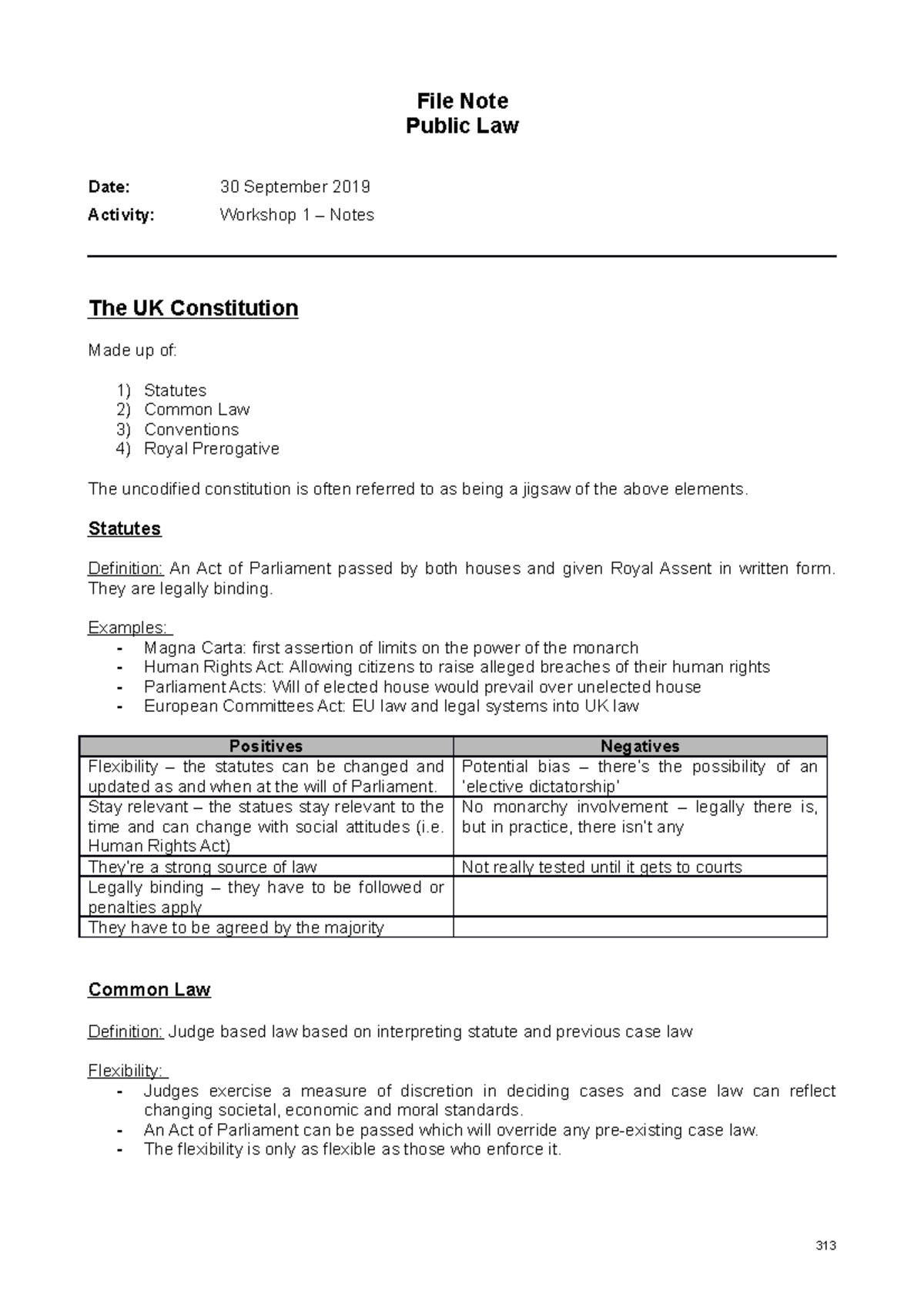 Public Law Workshop 1 Textbook Notes - File Note Public Law Date: 30 ...