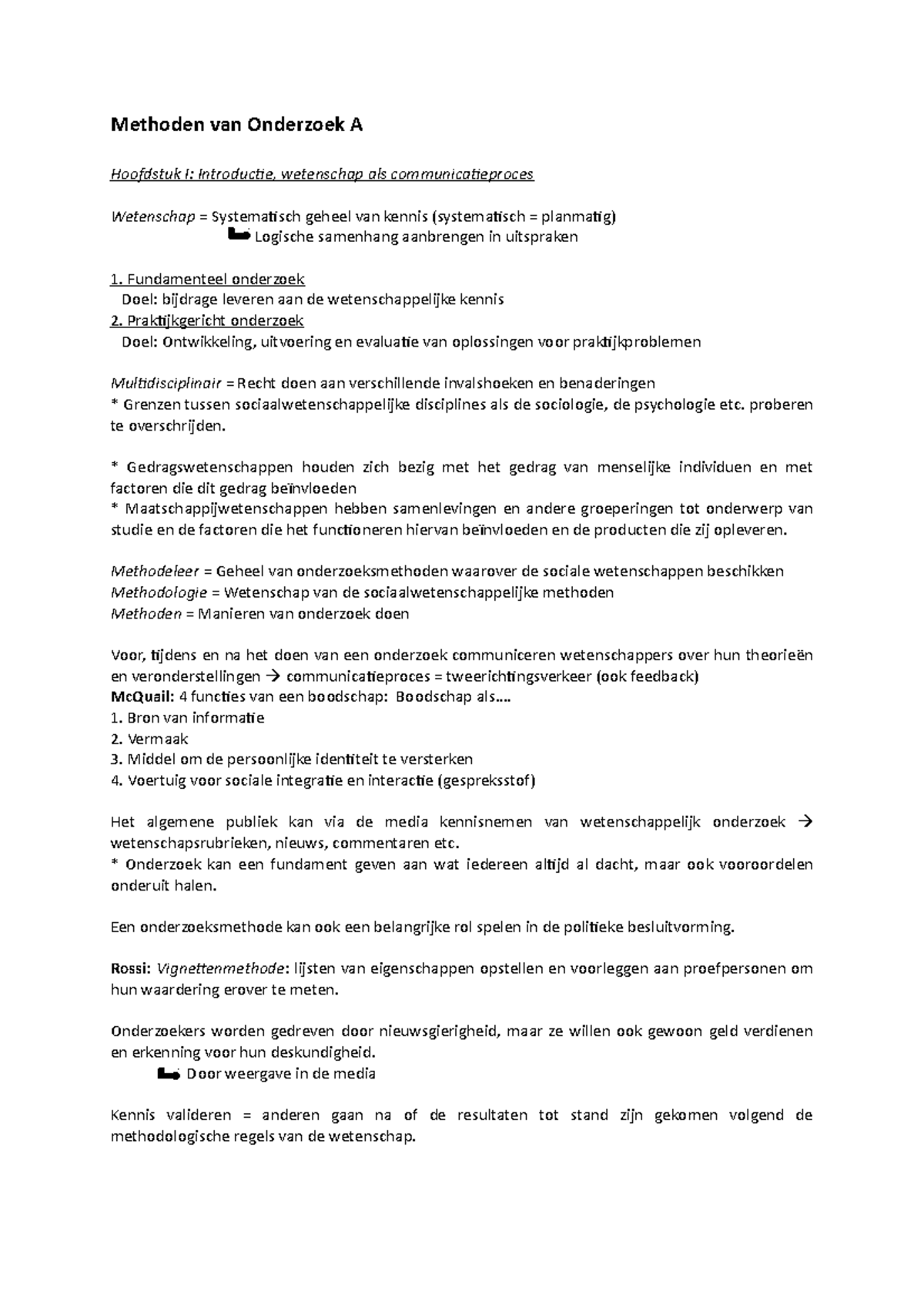 Samenvatting Onderzoeksmethoden Alle Hoorcolleges - Methoden Van ...