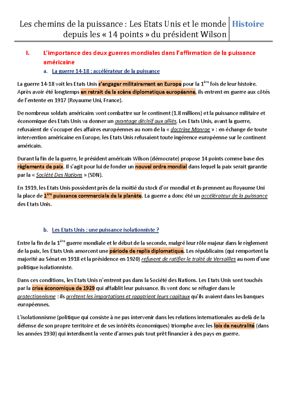 La Puissance Des Etats Unis Aujourd hui Dissertation Les chemins de la puissance des Etats-Unis - Warning: TT: undefined  function: 32 depuis les « 14 - Studocu