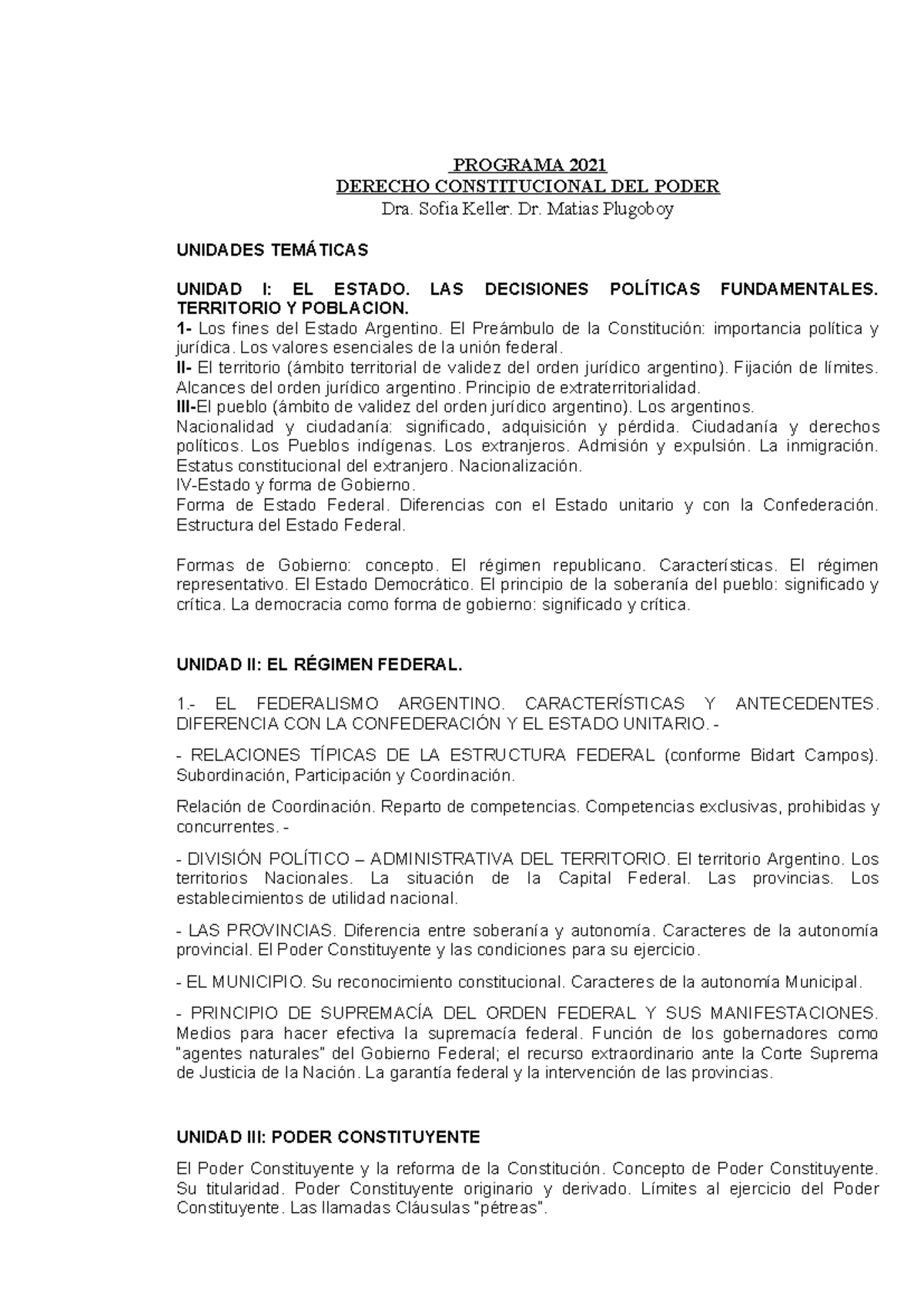 Derecho constitucional del poder Programa 2021 - PROGRAMA 2021 DERECHO ...