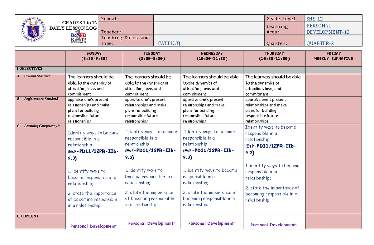 Pdfcoffee - NONE - GRADES 1 to 12 DAILY LESSON LOG School: Grade Level ...