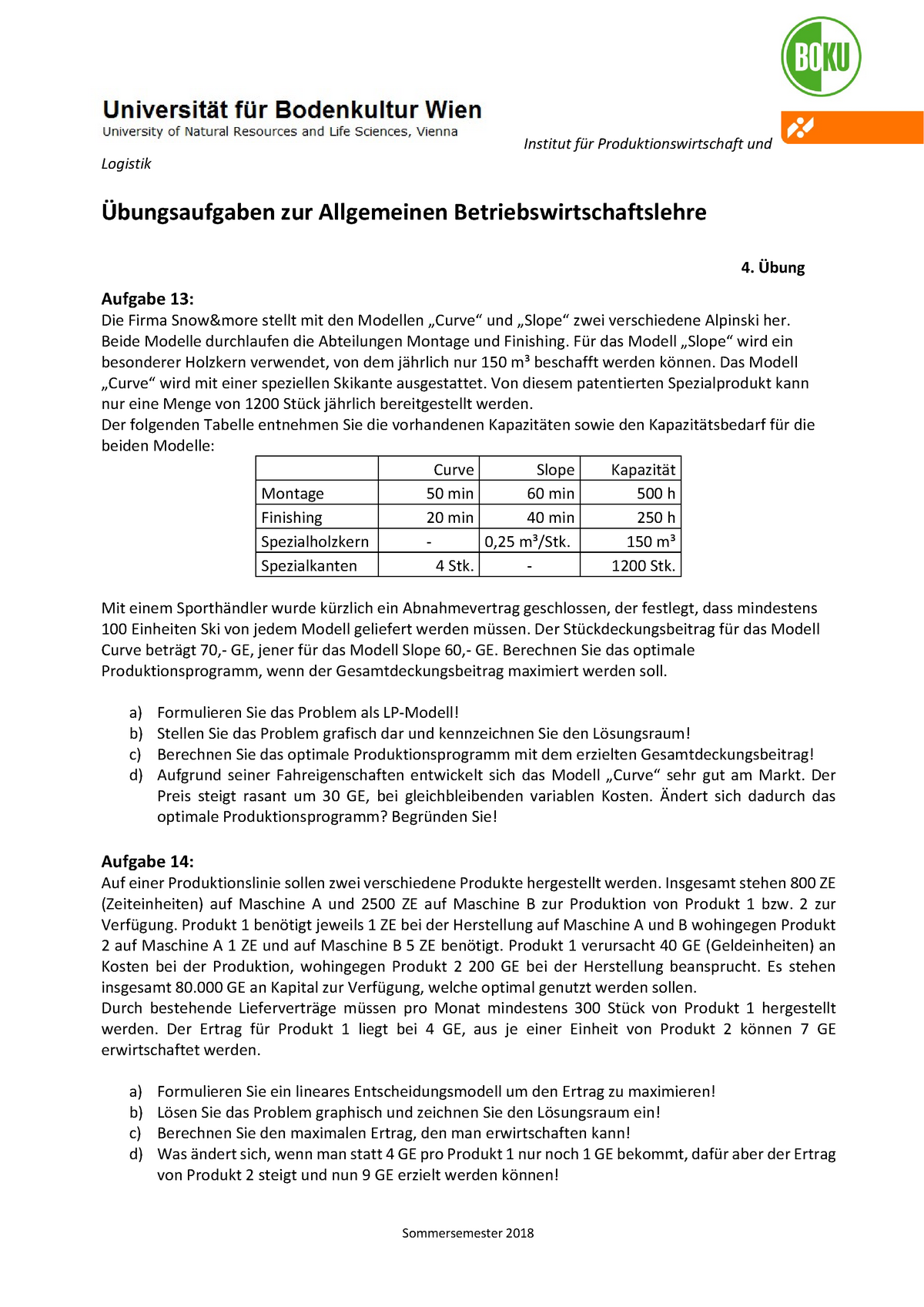 Uebungsblatt 4 2018 S Sommersemester Studocu