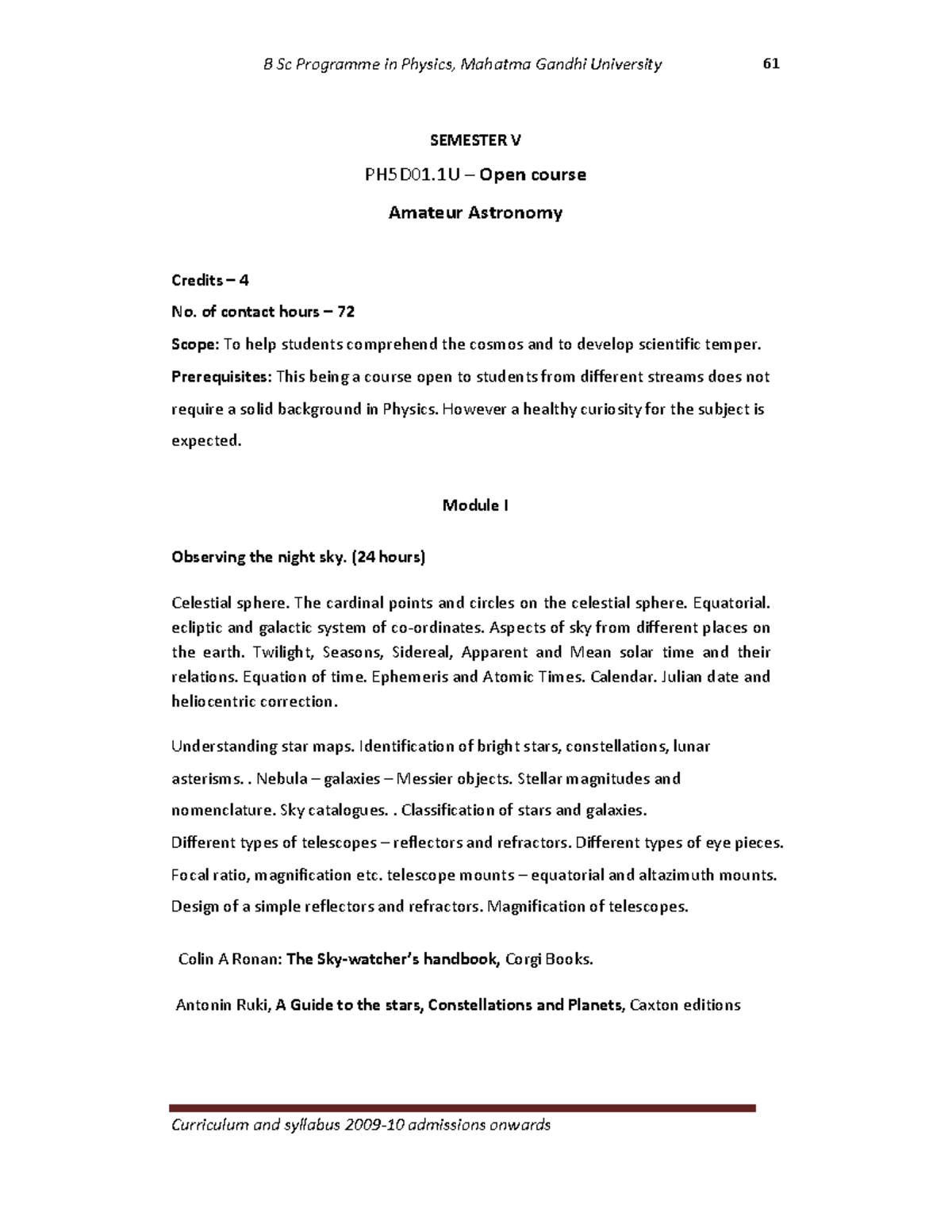 Amateur-astronomy- Maths - B Sc Programme in Physics, Mahatma Gandhi ...