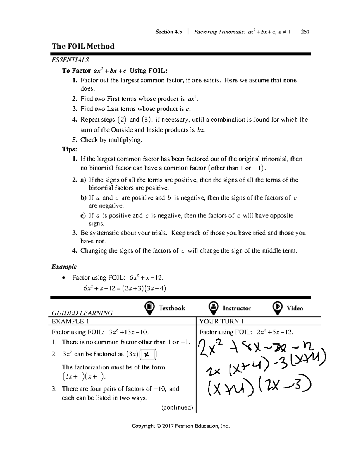 Section 4 Factoring Trinomials using Foil Week 1014 The FOIL
