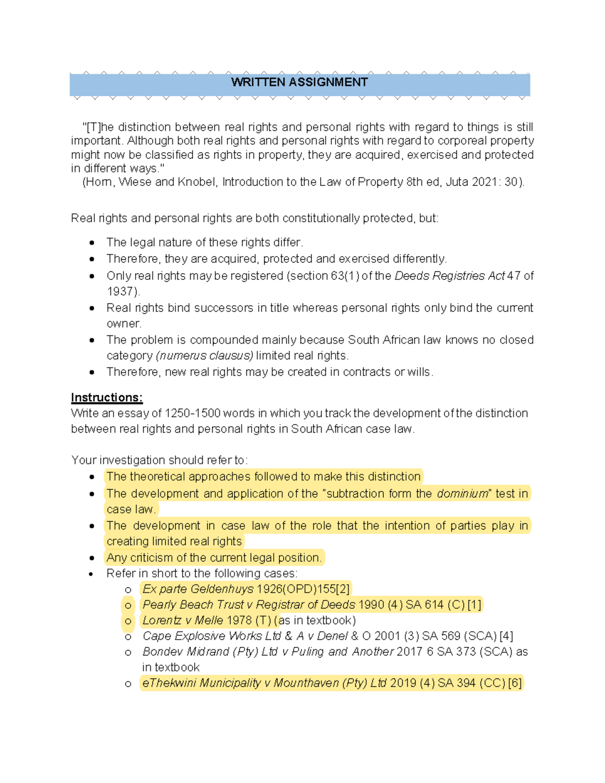 LPRO Written Assignment 2022 - WRITTEN ASSIGNMENT 