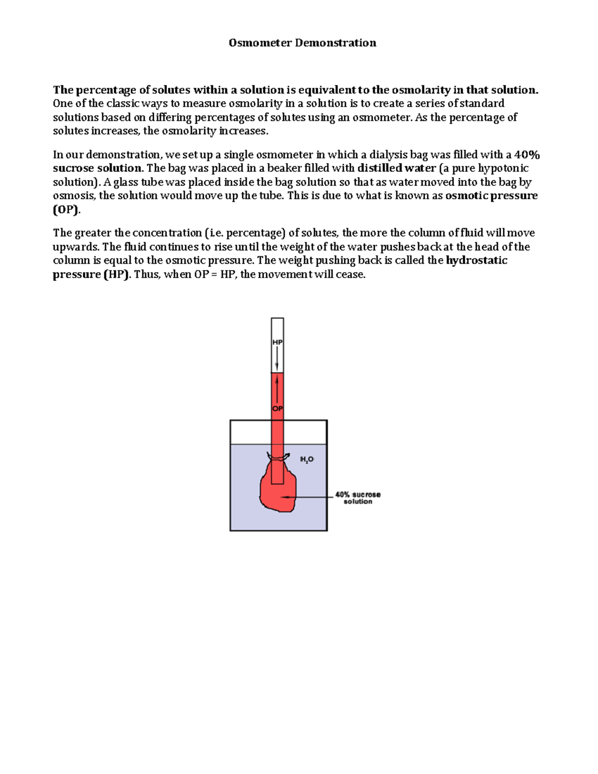 Osmometer Demo Lecture notes 5 **Osmometer Demonstration ** Studocu
