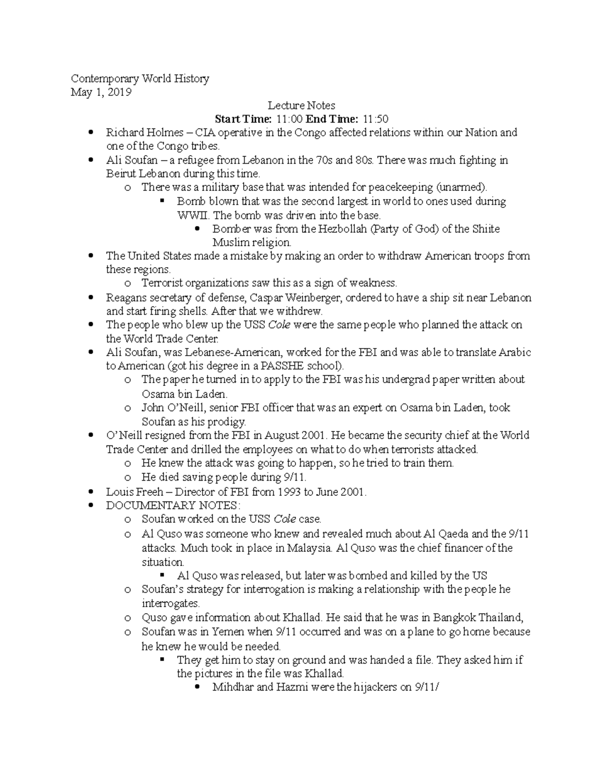 Contemporary World History 5-1-19 - Contemporary World History May 1 ...