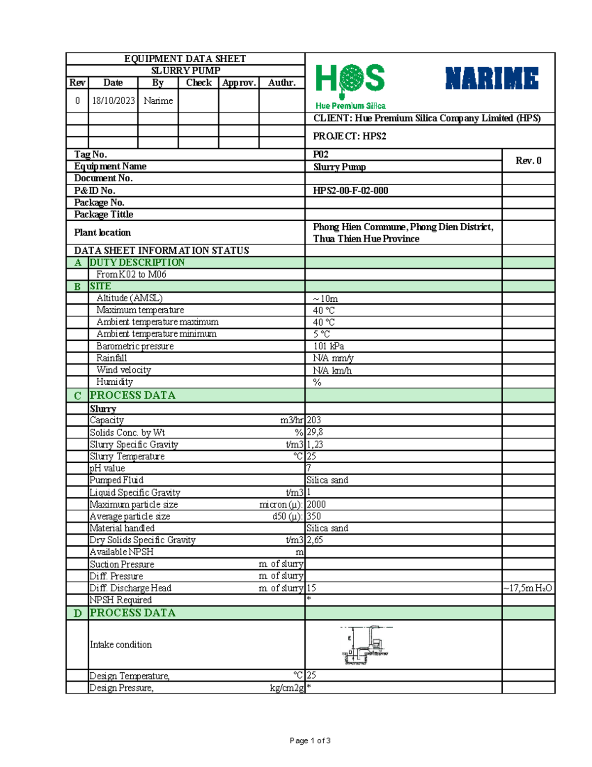 P02 Pump Design Rev Date By Check Approv Authr 0 18 10 2023