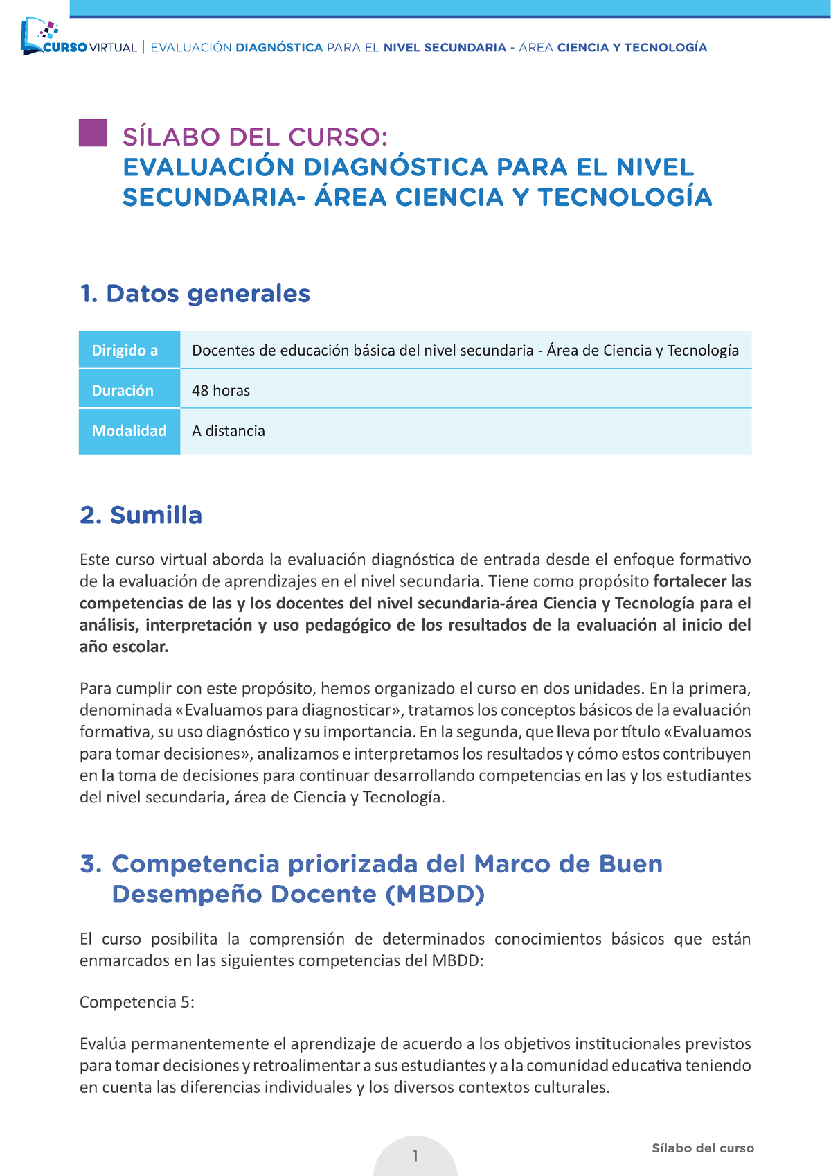 1 Sílabo Pdf Cyt - Silabo De Praticas Ciencias Tecnologias - Sílabo Del ...