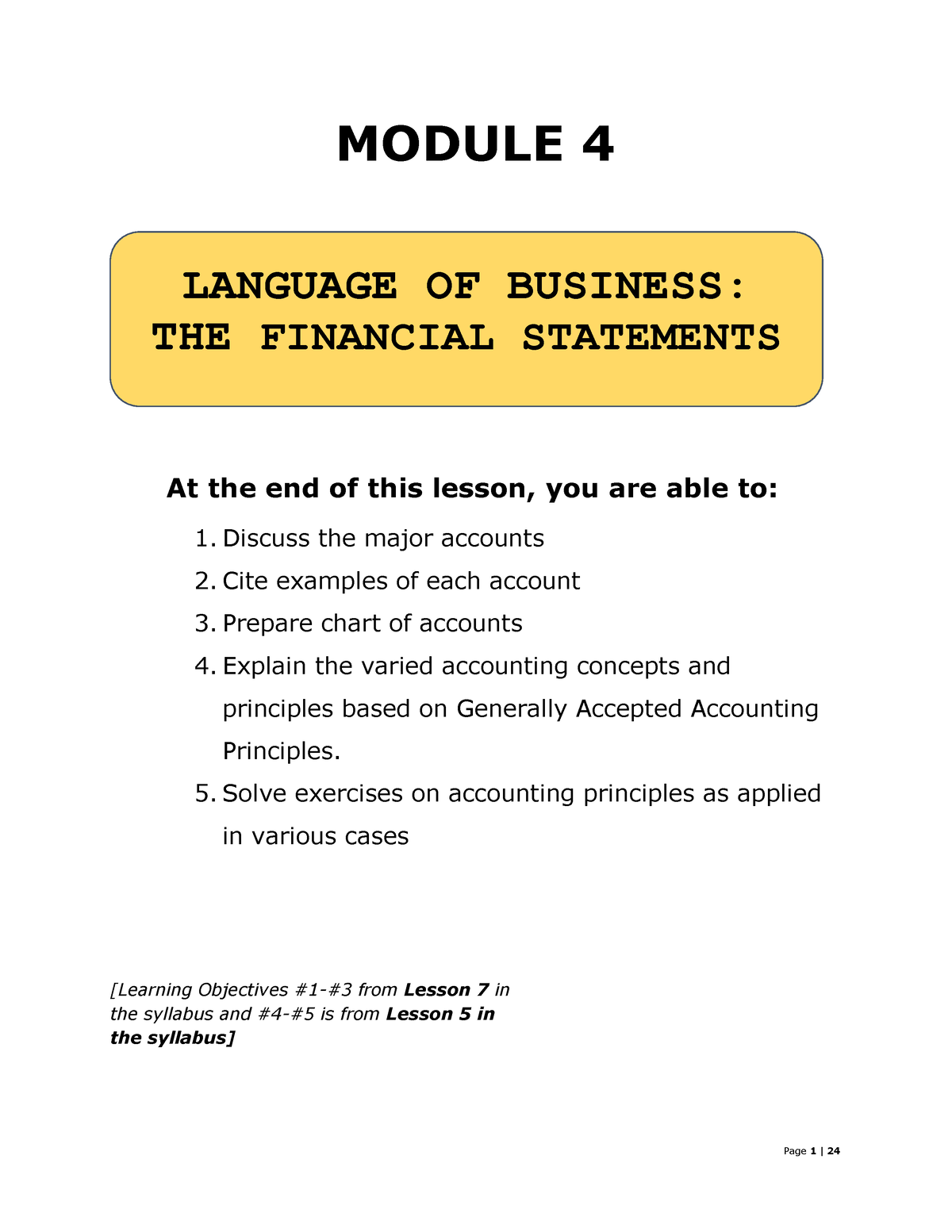 Module 4 THE Financial Statements (Revised) - MODULE 4 At The End Of ...