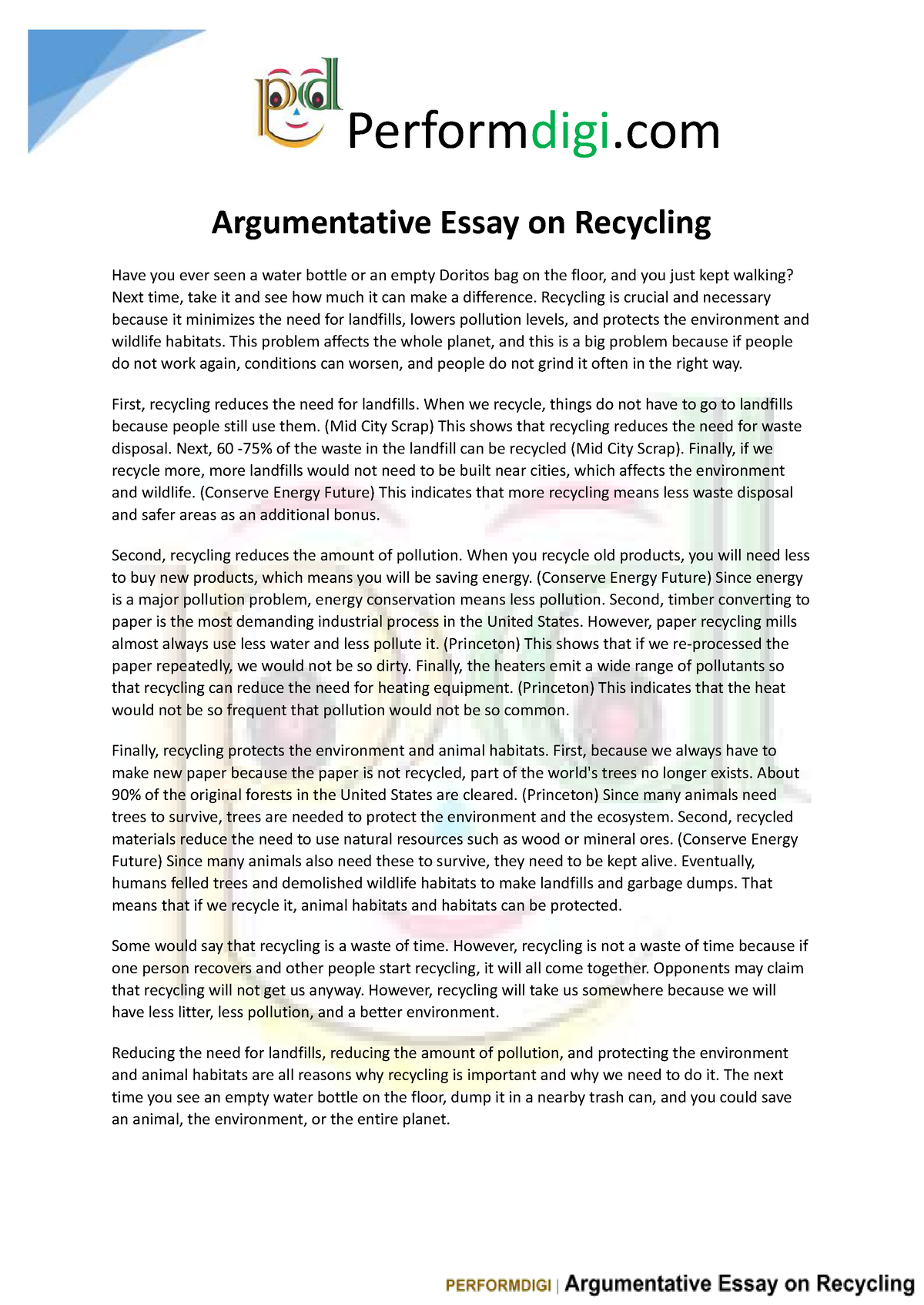 argumentative essay about recycling