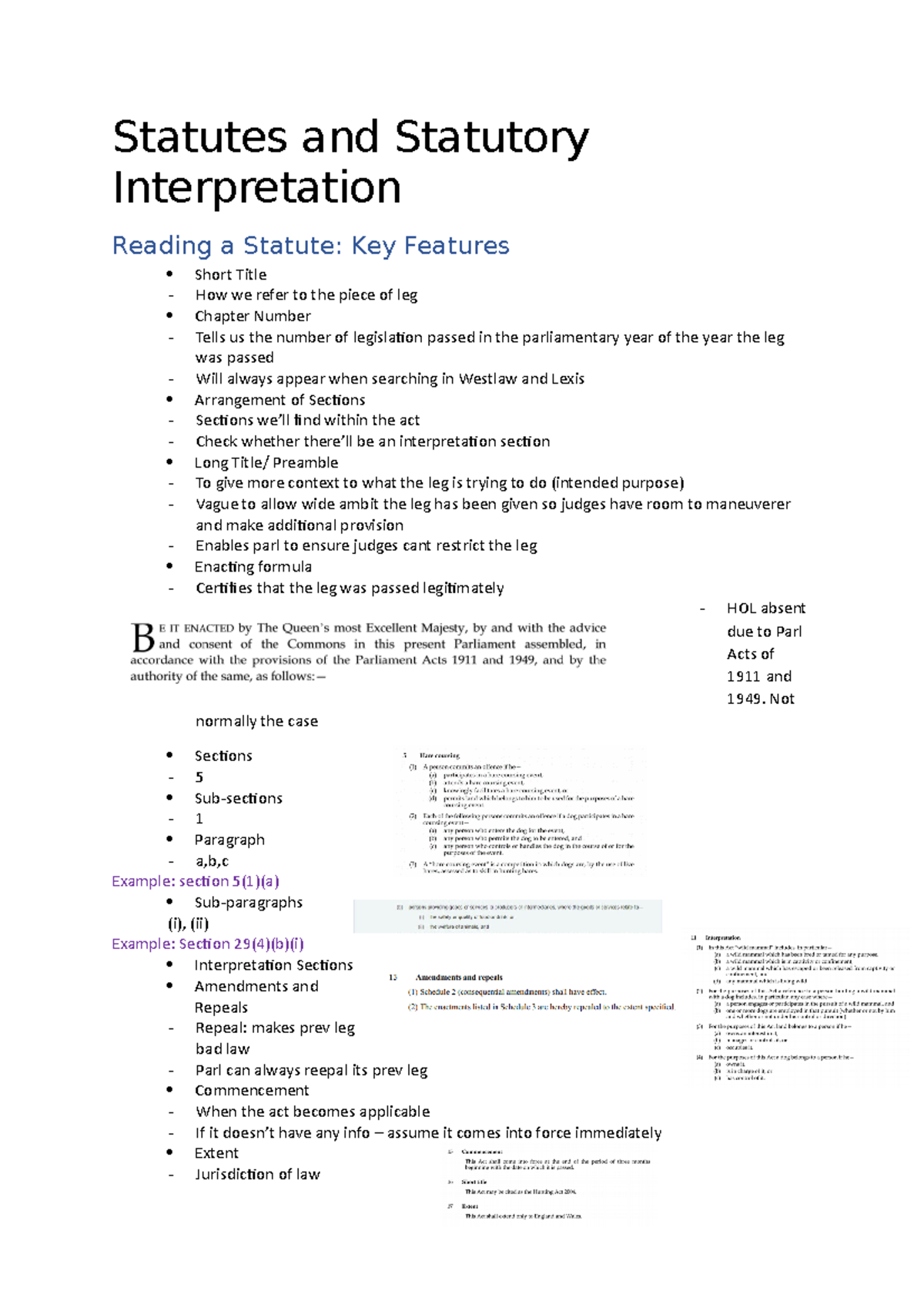 Statutes and Statutory Interpretation Statutes and Statutory