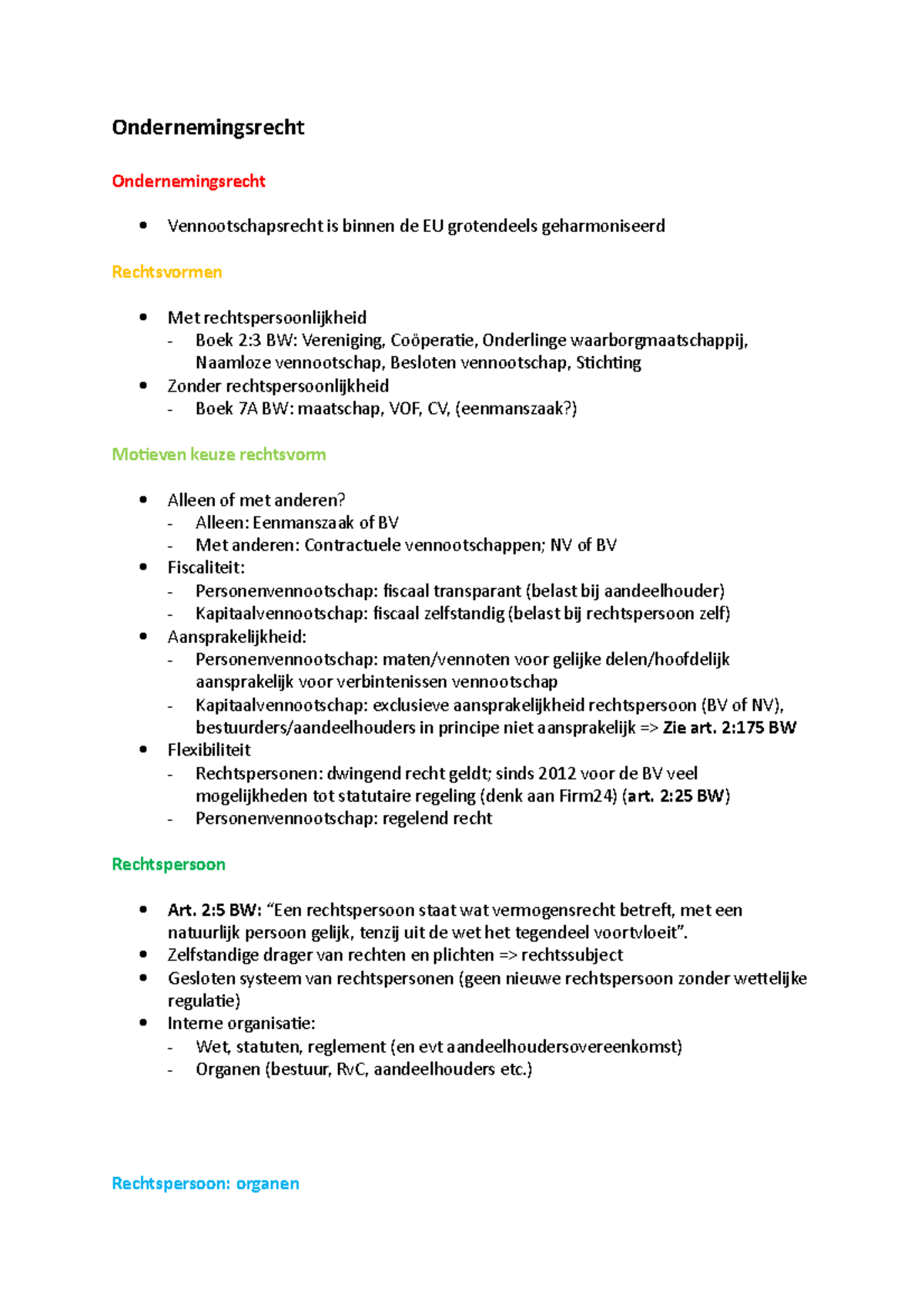 Ondernemingsrecht - Samenvatting - Ondernemingsrecht Ondernemingsrecht ...