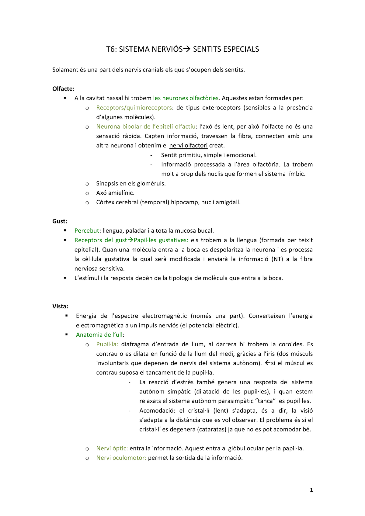 sistema nerviós sentits especials t6 sistema nerviÓsà sentits