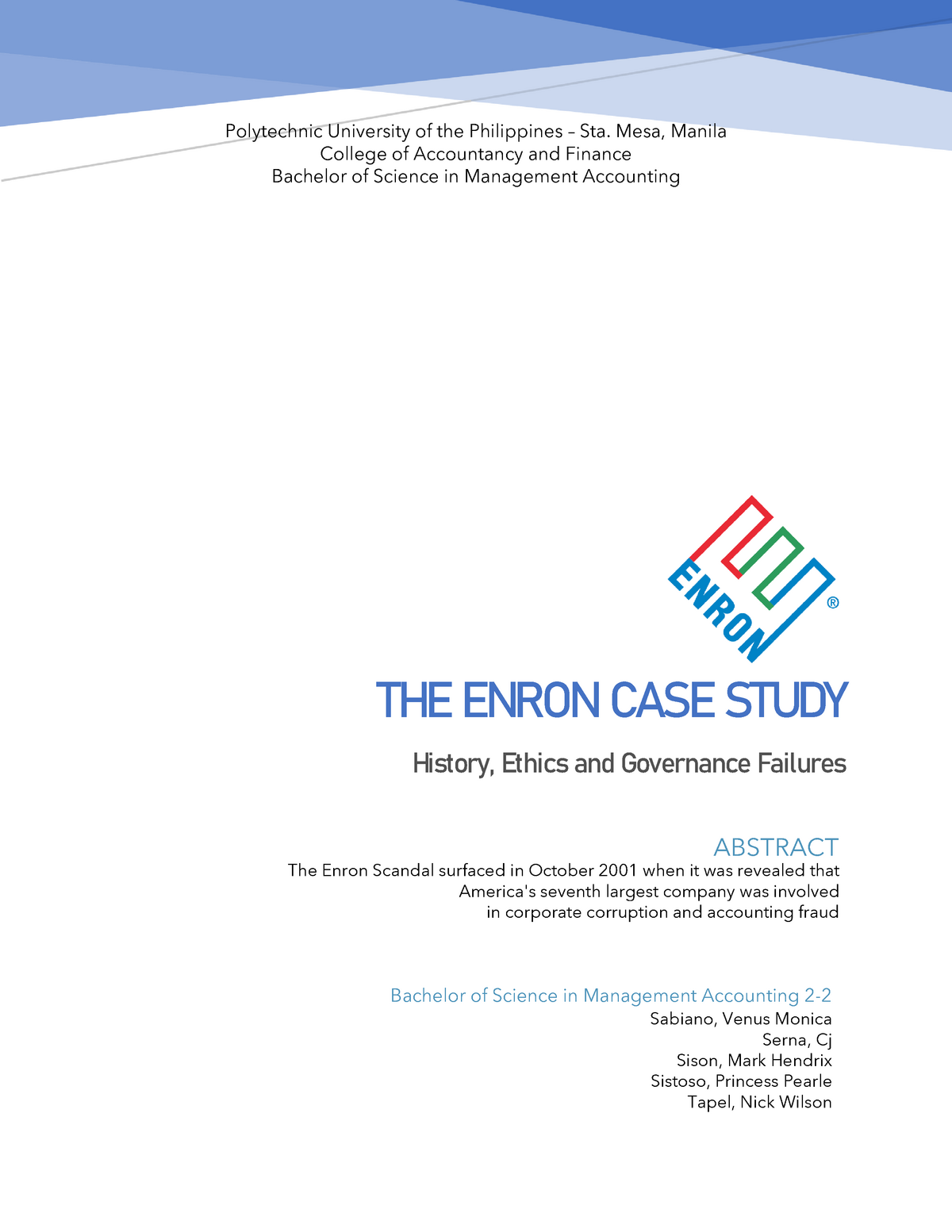 the enron case study history ethics and governance failures