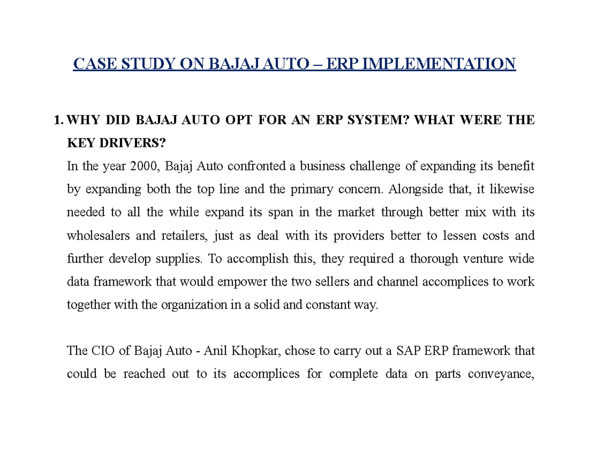 bajaj company case study pdf