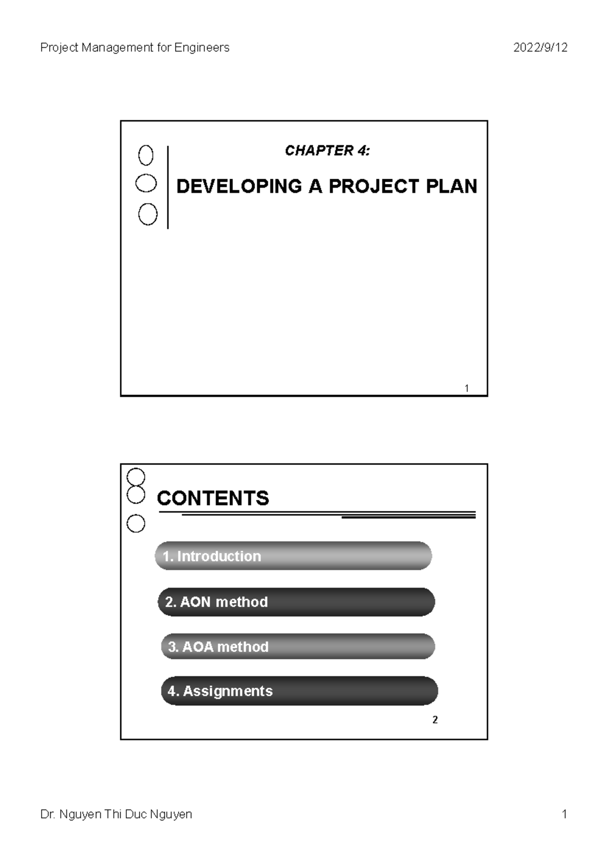 C4-Developing a project plan - CHAPTER 4: DEVELOPING A PROJECT PLAN 1 ...